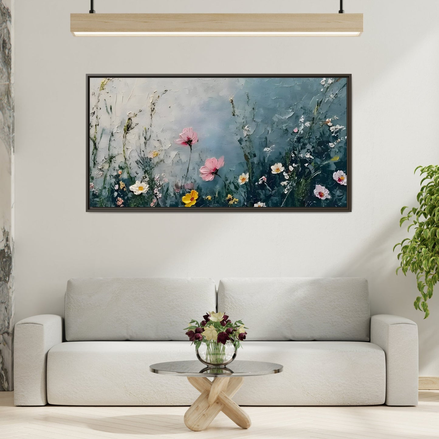 Framed Floral Canvas Wall Decor - Large Boho Home Decoration - YesArtYes