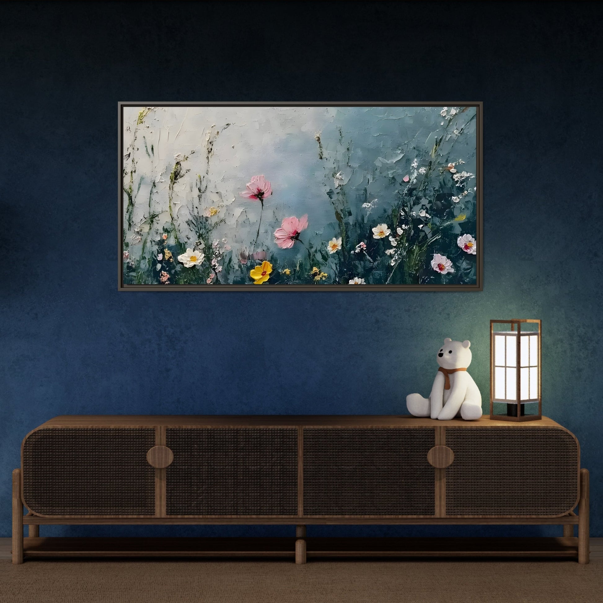 Framed Floral Canvas Wall Decor - Large Boho Home Decoration - YesArtYes