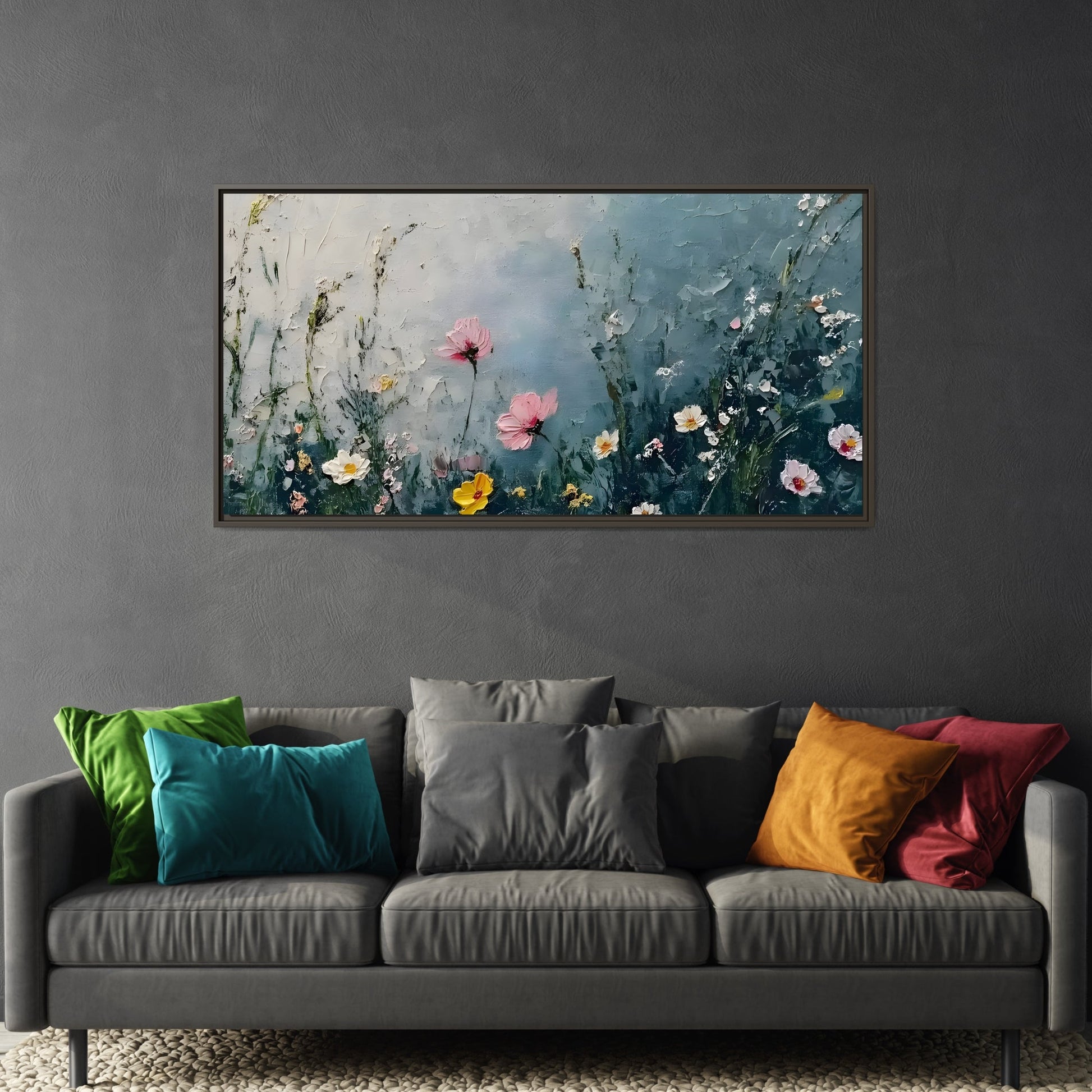 Framed Floral Canvas Wall Decor - Large Boho Home Decoration - YesArtYes