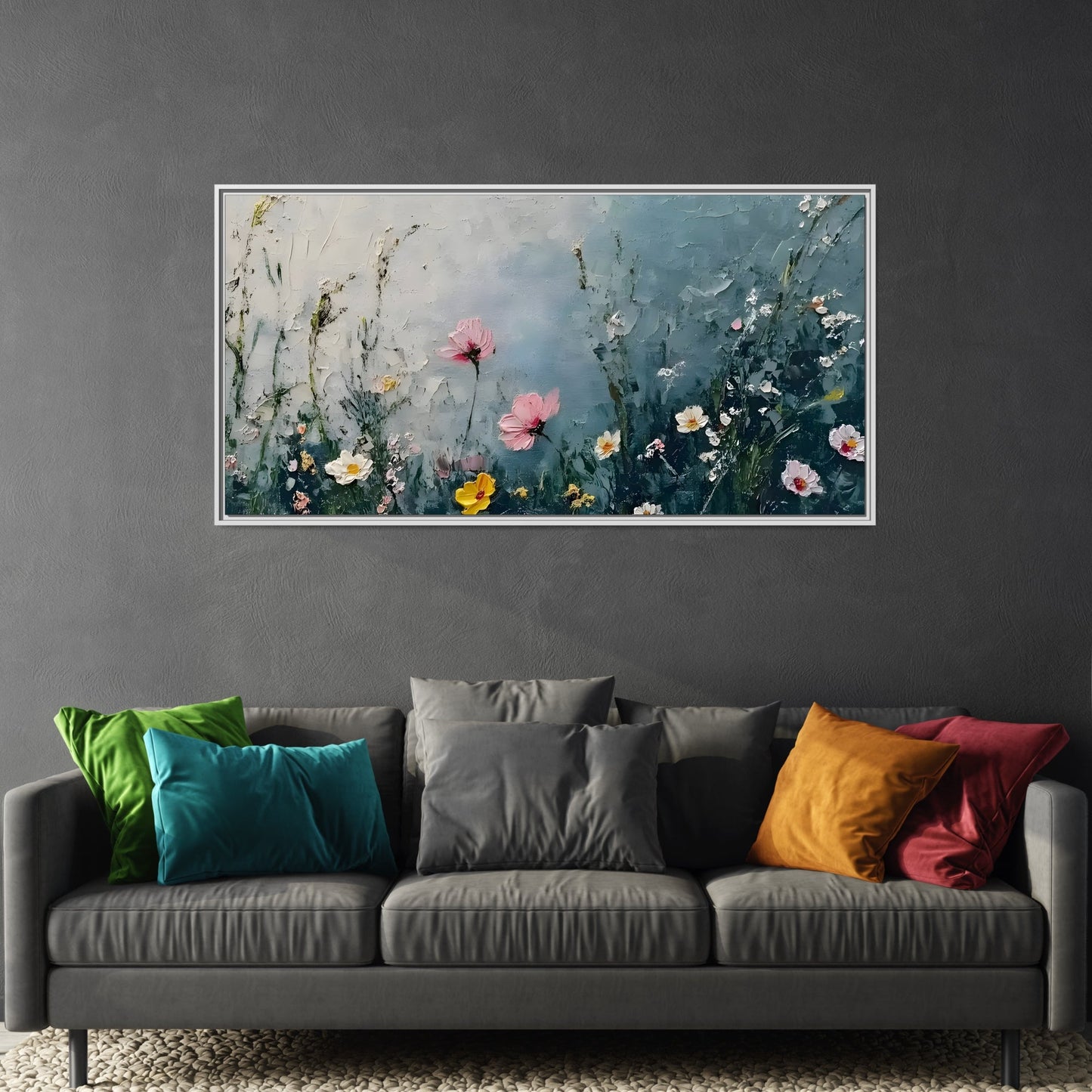 Framed Floral Canvas Wall Decor - Large Boho Home Decoration - YesArtYes