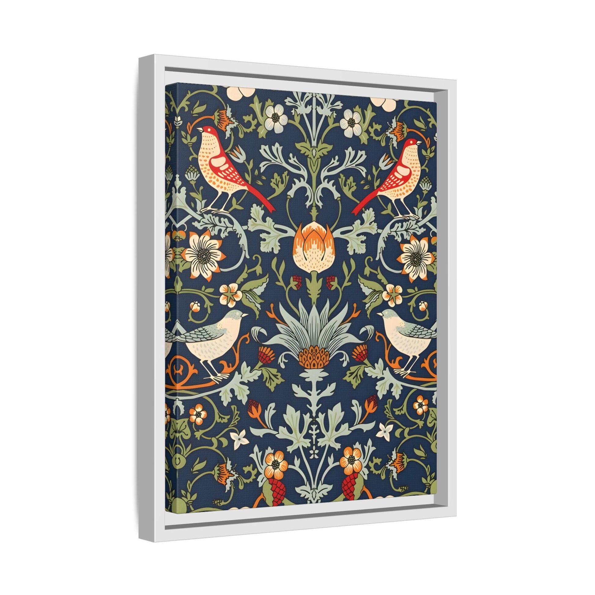 Framed Flowers Birds William Morris Canvas Wall Art Print - YesArtYes