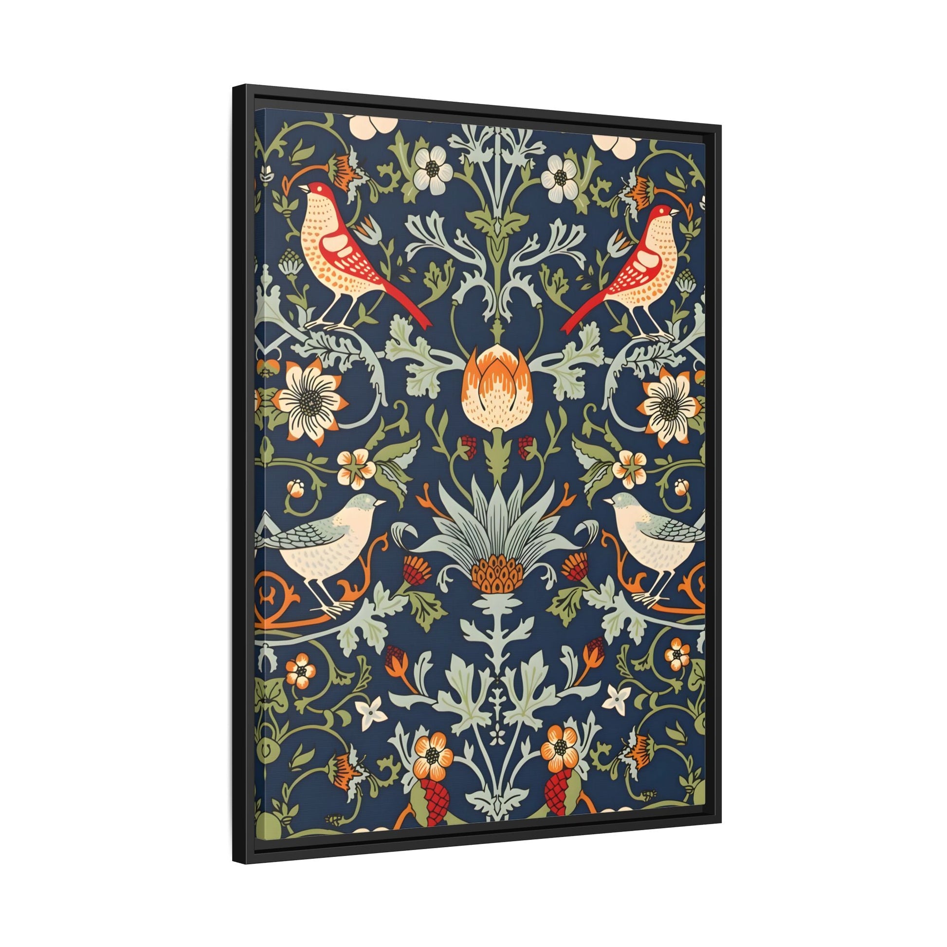 Framed Flowers Birds William Morris Canvas Wall Art Print - YesArtYes