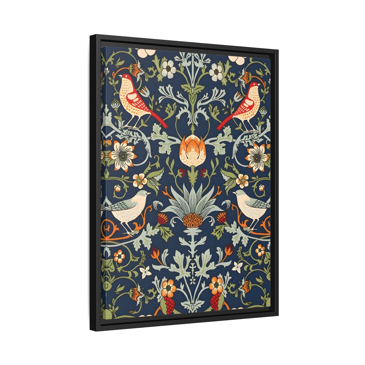 Framed Flowers Birds William Morris Canvas Wall Art Print - YesArtYes