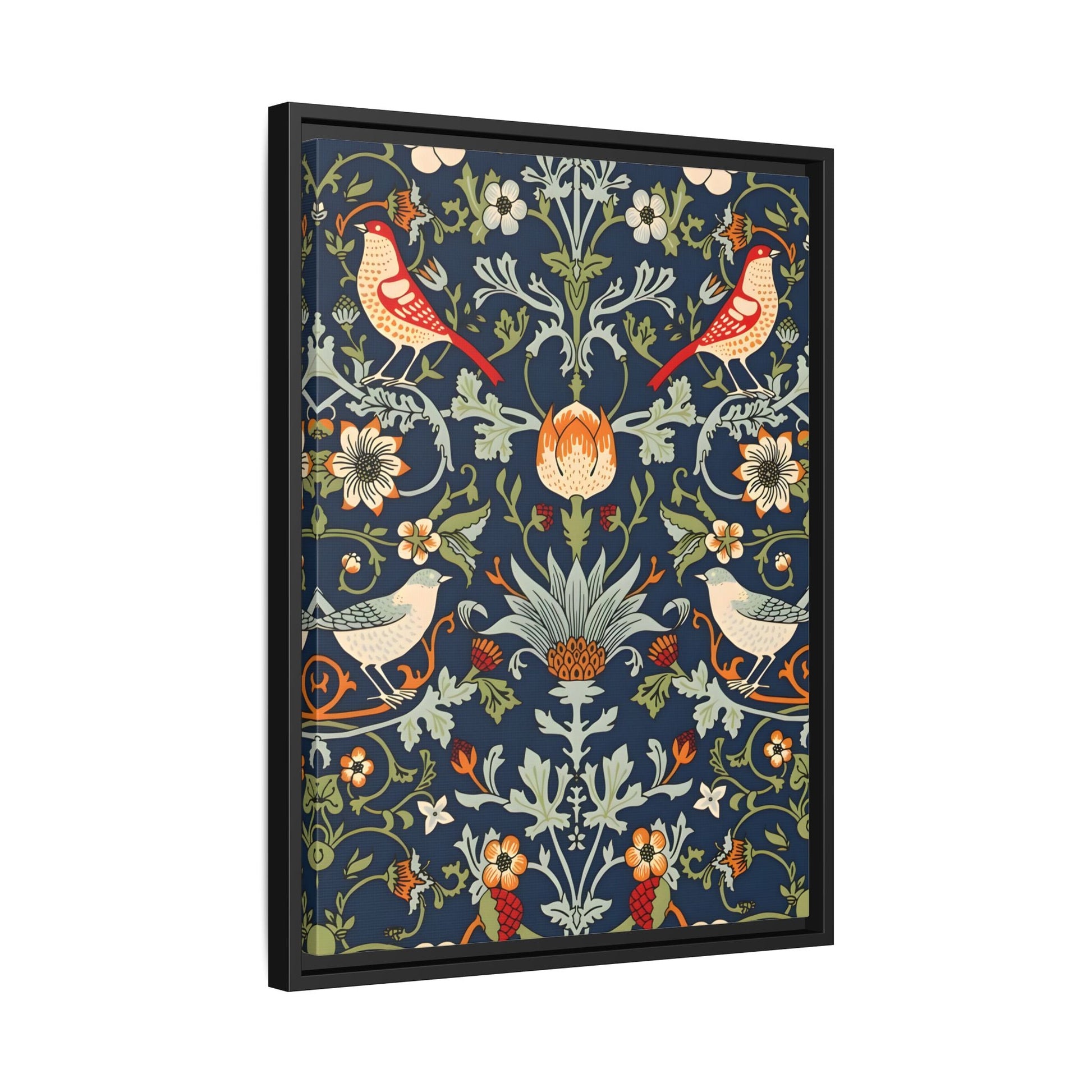 Framed Flowers Birds William Morris Canvas Wall Art Print - YesArtYes