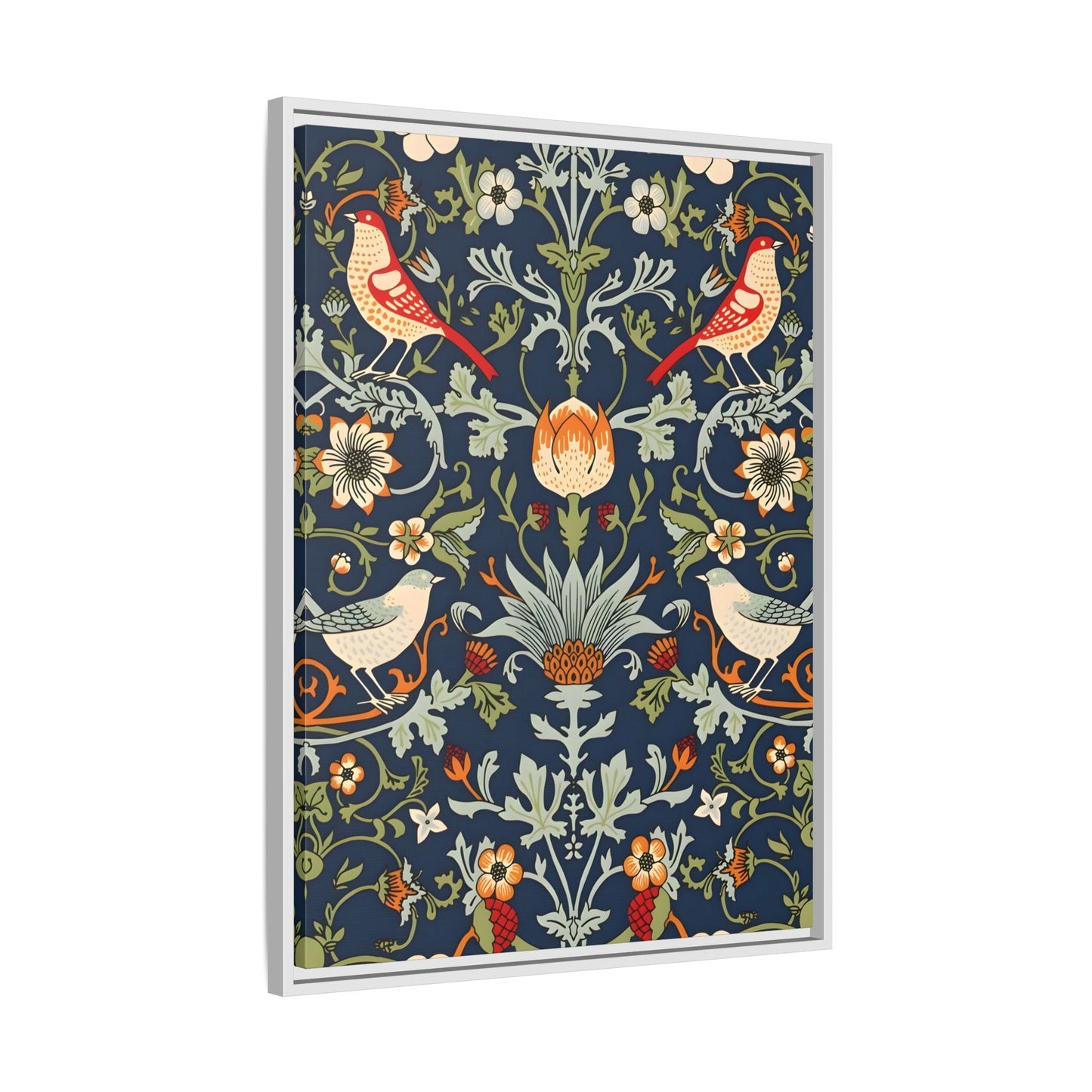 Framed Flowers Birds William Morris Canvas Wall Art Print - YesArtYes