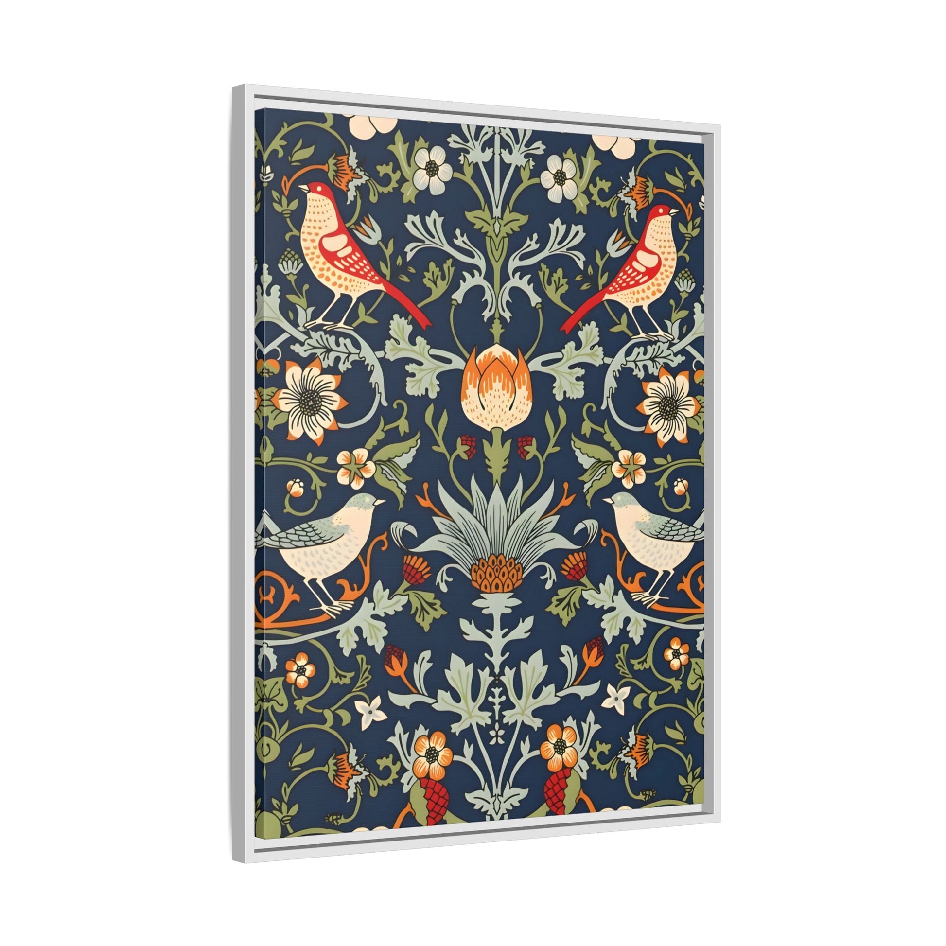 Framed Flowers Birds William Morris Canvas Wall Art Print - YesArtYes