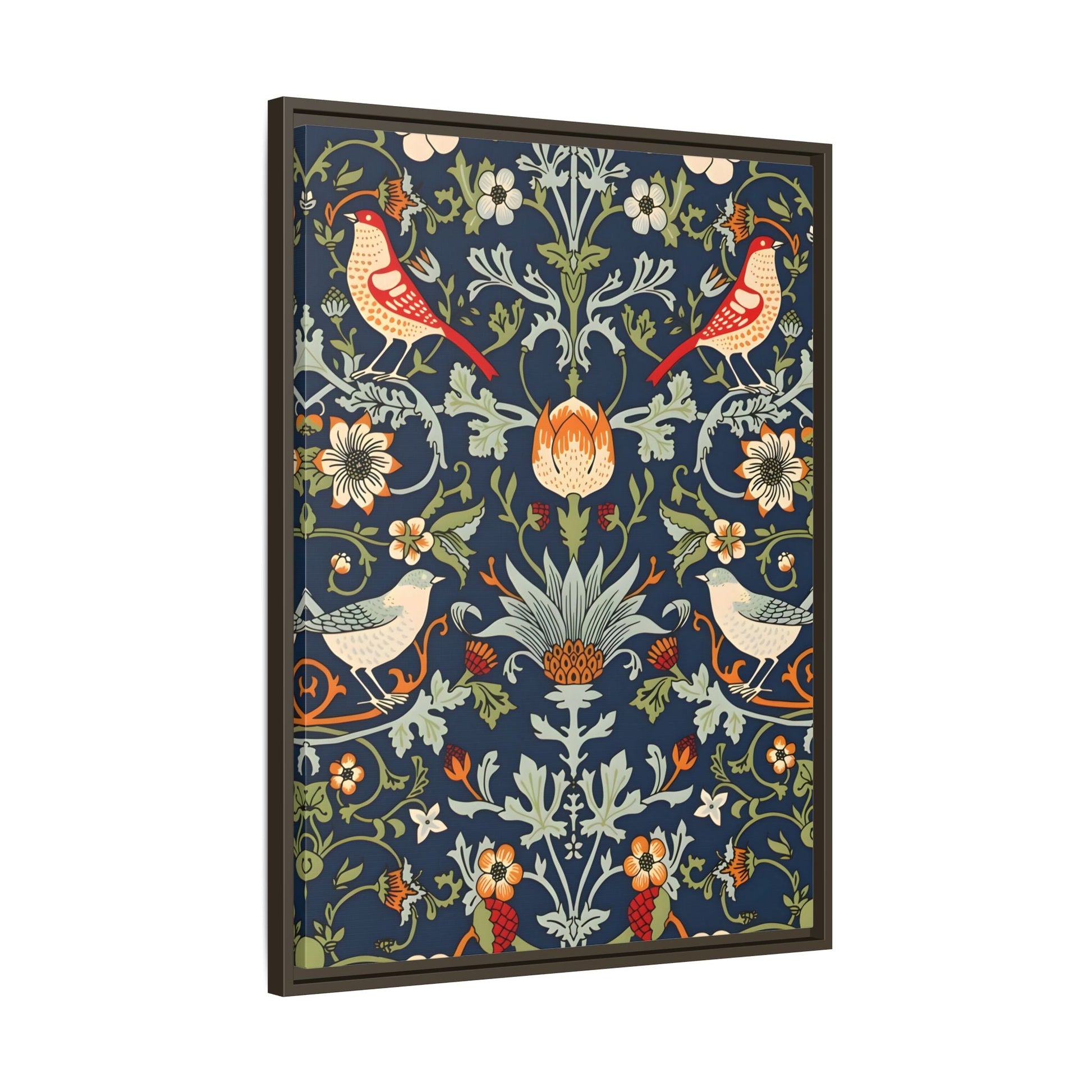 Framed Flowers Birds William Morris Canvas Wall Art Print - YesArtYes