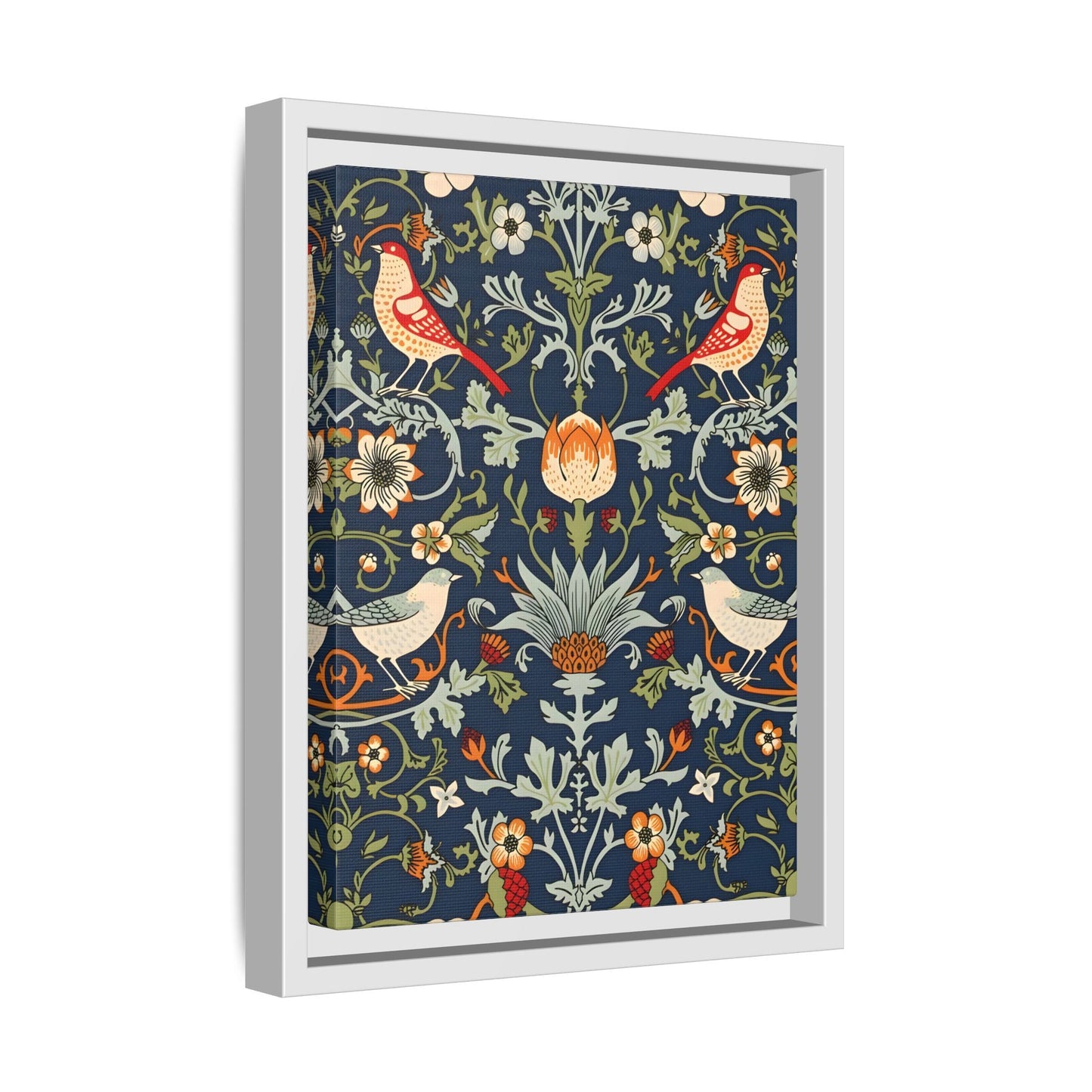 Framed Flowers Birds William Morris Canvas Wall Art Print - YesArtYes