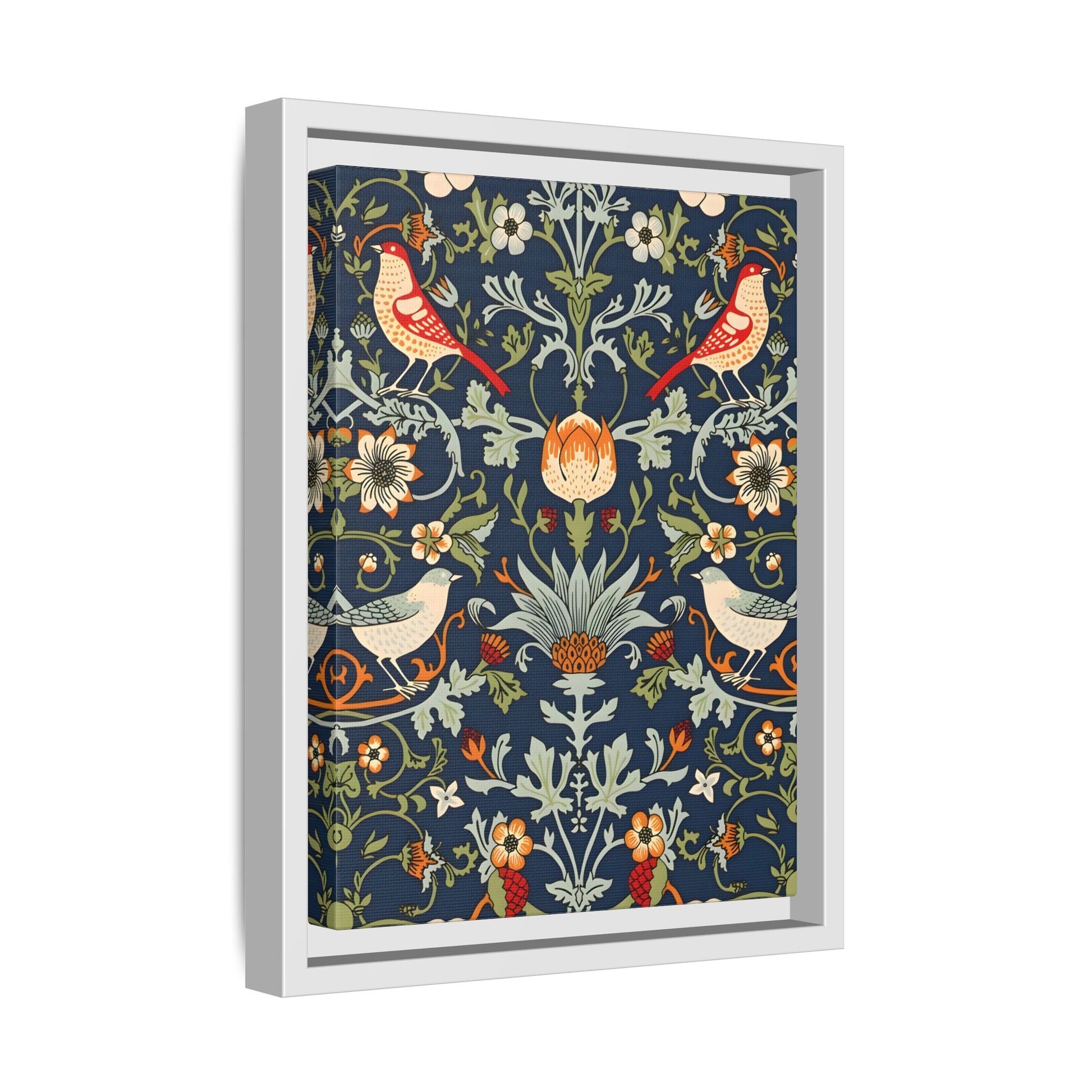 Framed Flowers Birds William Morris Canvas Wall Art Print - YesArtYes