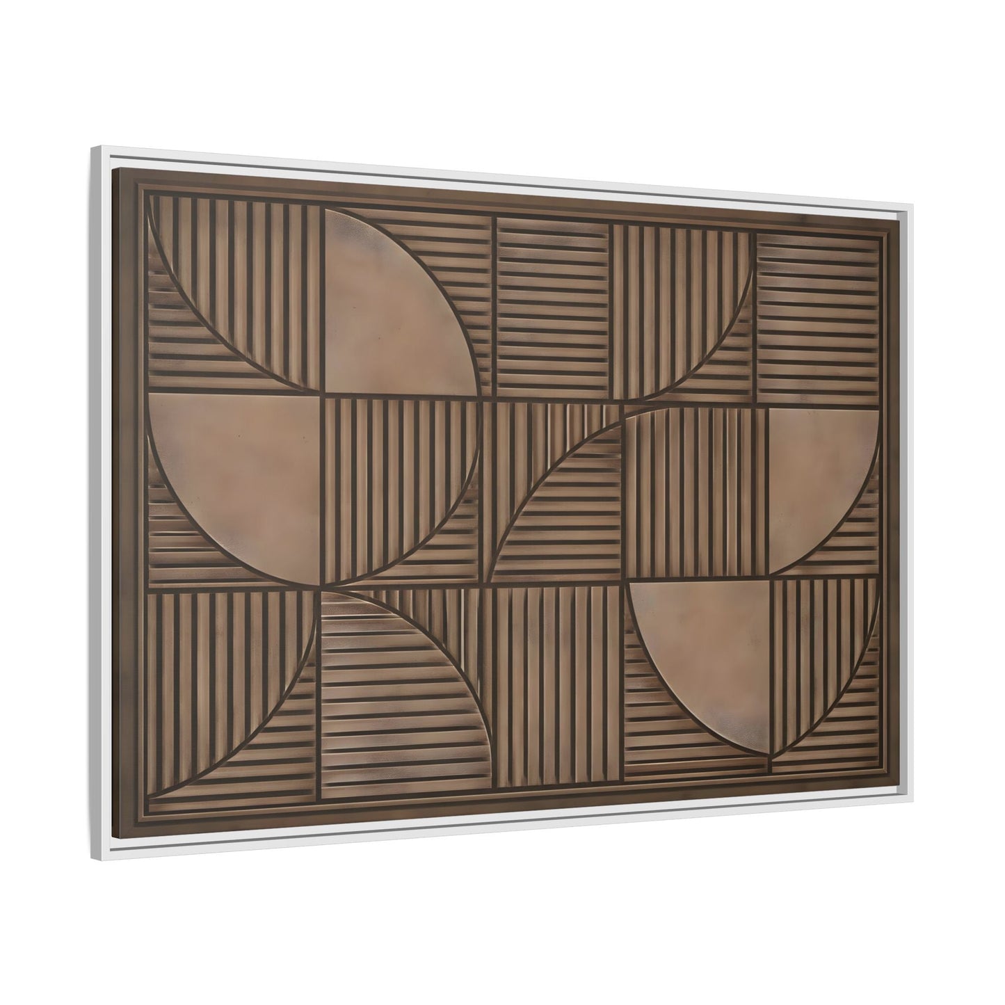 Framed Geometric Wall Art — Mid - Century Brown Canvas Print - YesArtYes