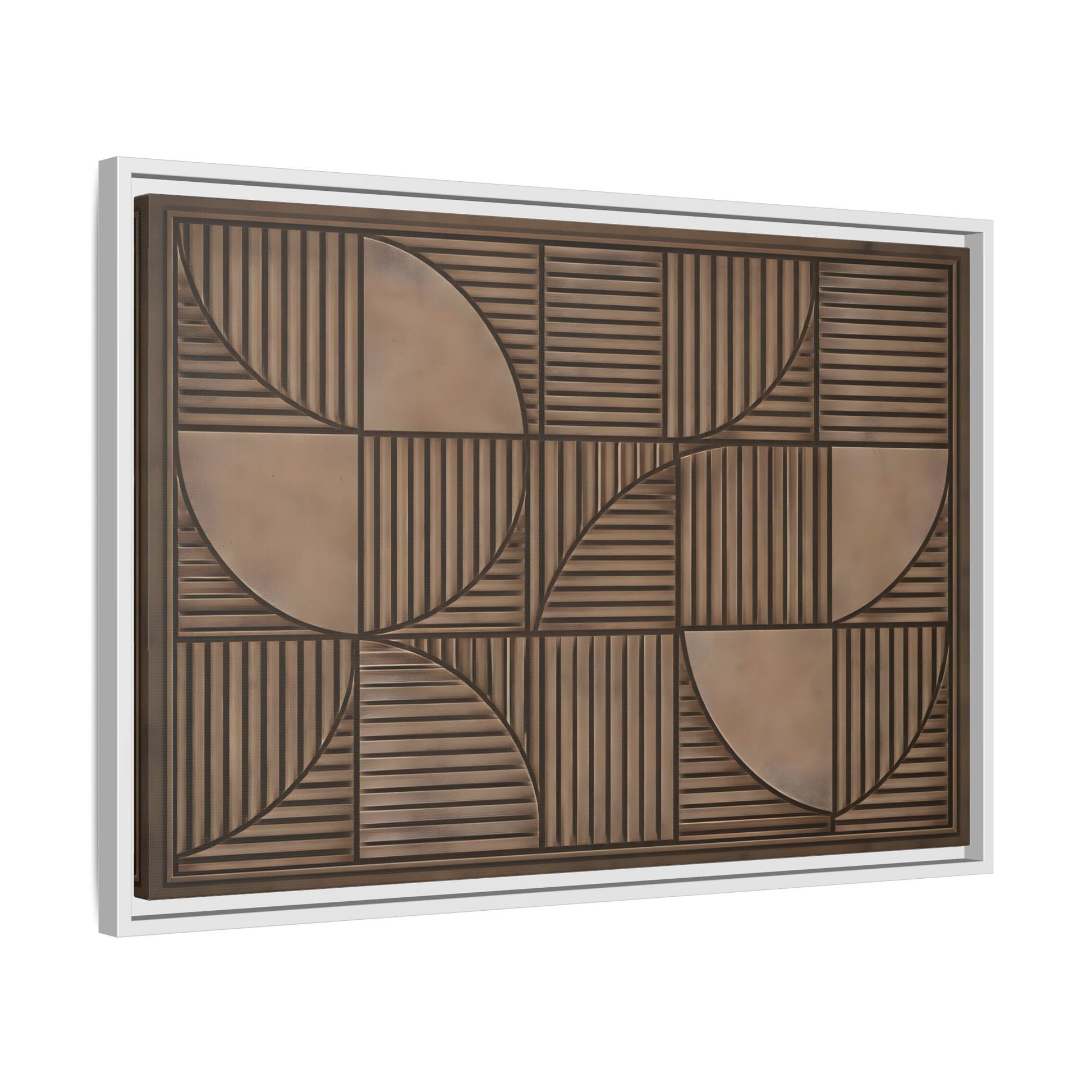 Framed Geometric Wall Art — Mid - Century Brown Canvas Print - YesArtYes