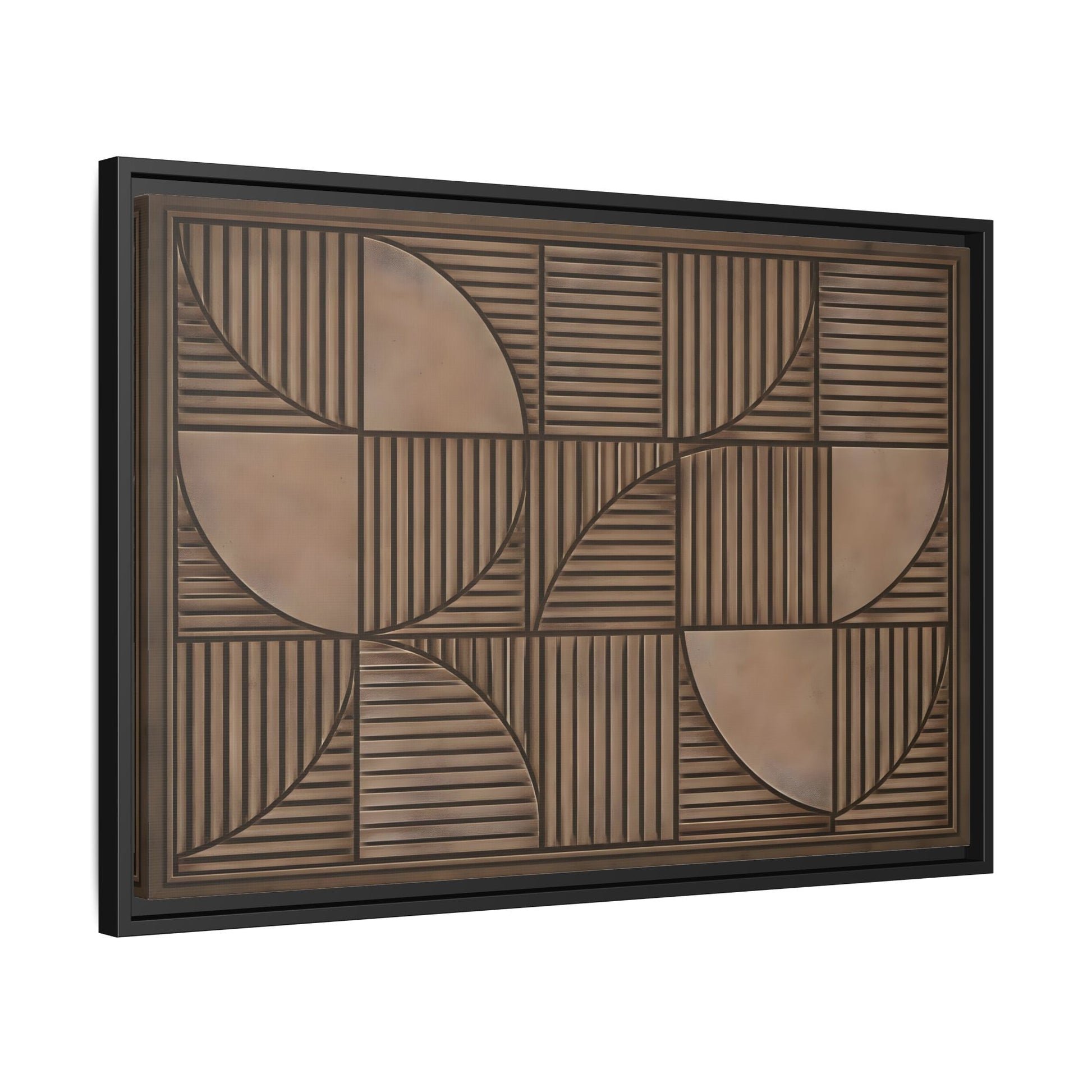 Framed Geometric Wall Art — Mid - Century Brown Canvas Print - YesArtYes