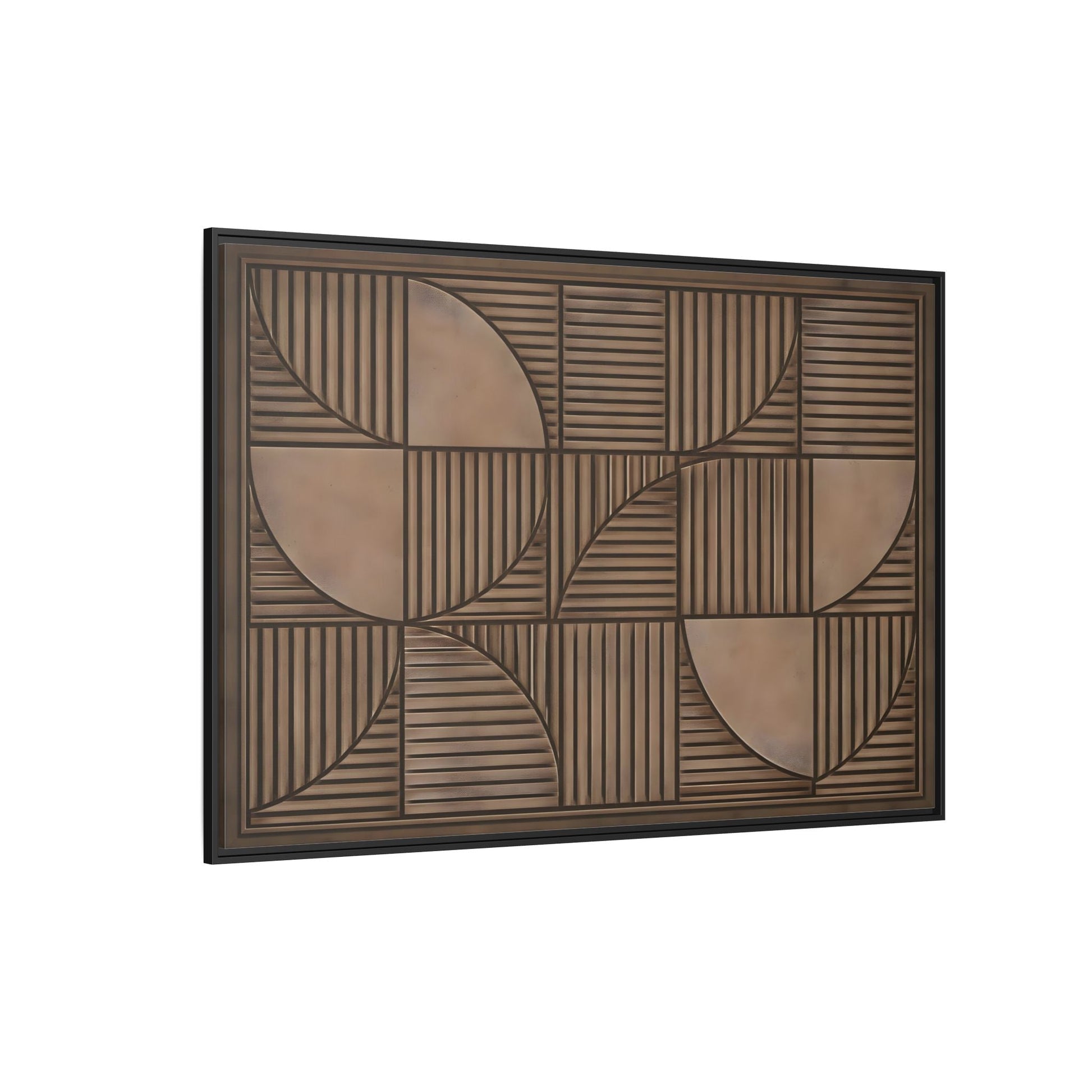 Framed Geometric Wall Art — Mid - Century Brown Canvas Print - YesArtYes