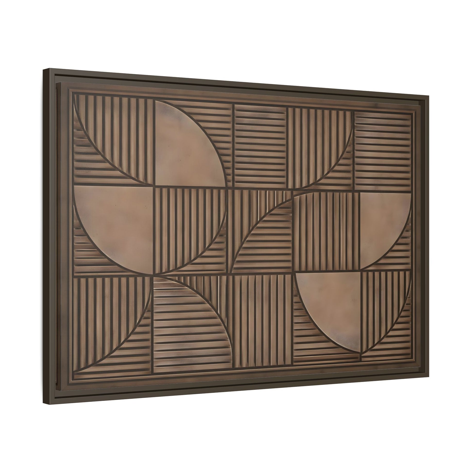 Framed Geometric Wall Art — Mid - Century Brown Canvas Print - YesArtYes