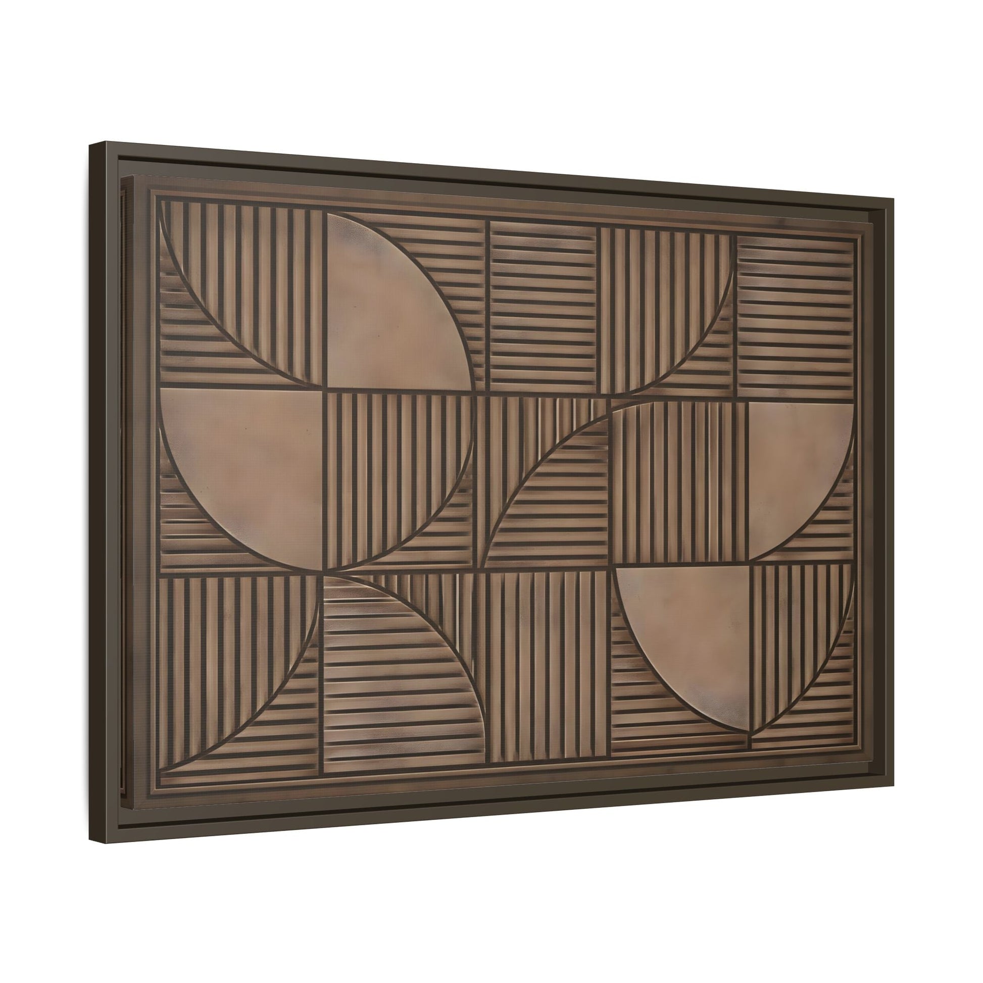Framed Geometric Wall Art — Mid - Century Brown Canvas Print - YesArtYes