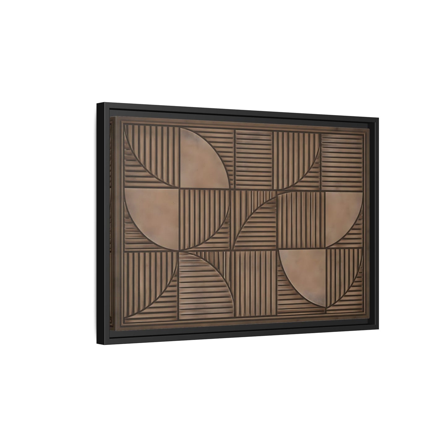 Framed Geometric Wall Art — Mid - Century Brown Canvas Print - YesArtYes