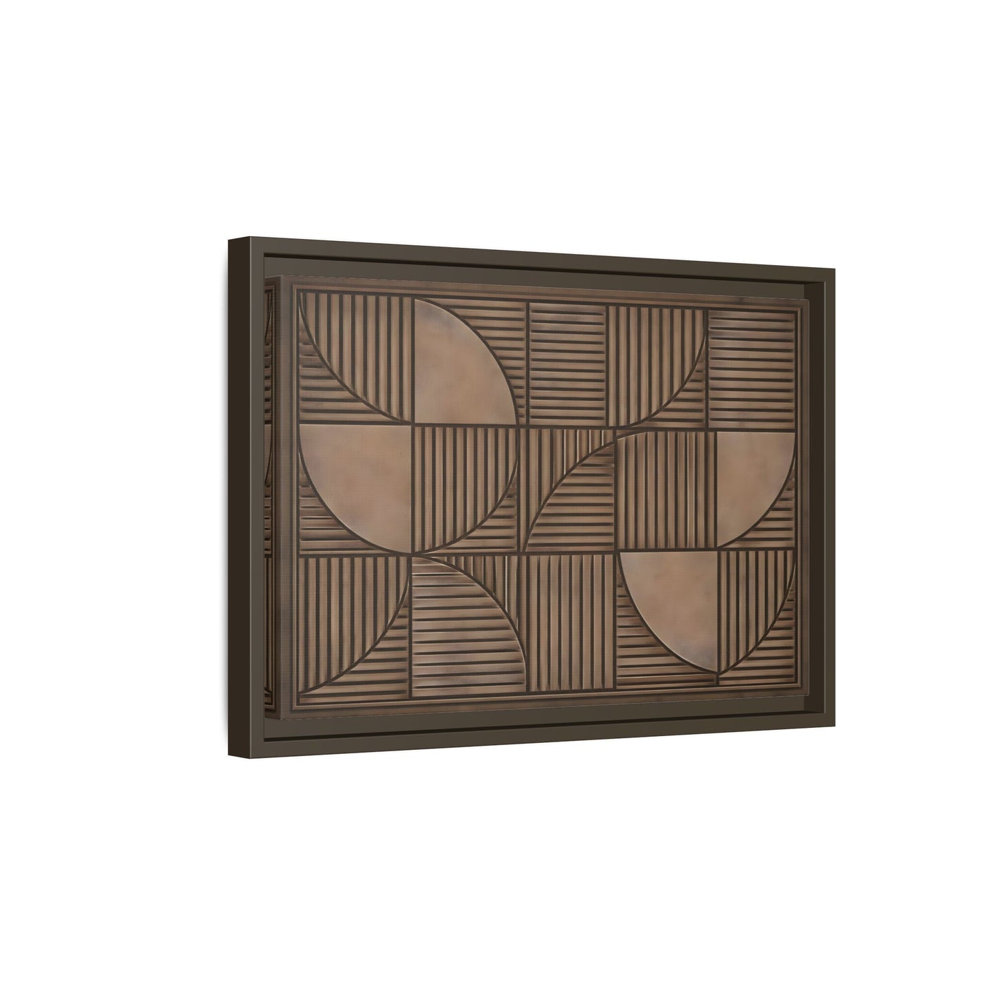 Framed Geometric Wall Art — Mid - Century Brown Canvas Print - YesArtYes