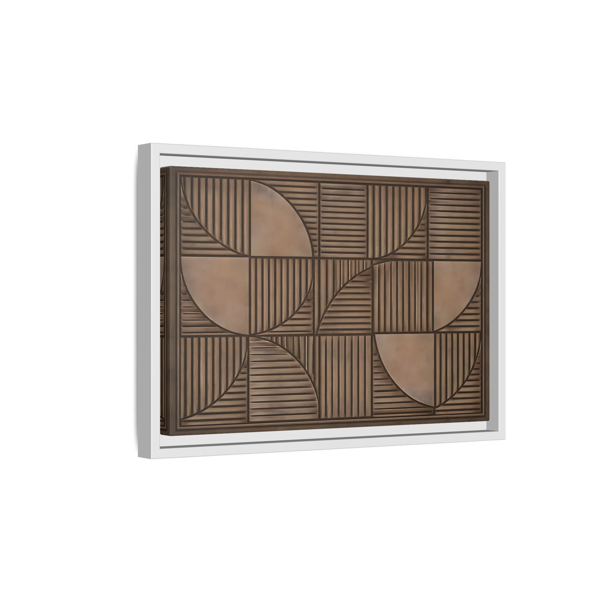 Framed Geometric Wall Art — Mid - Century Brown Canvas Print - YesArtYes