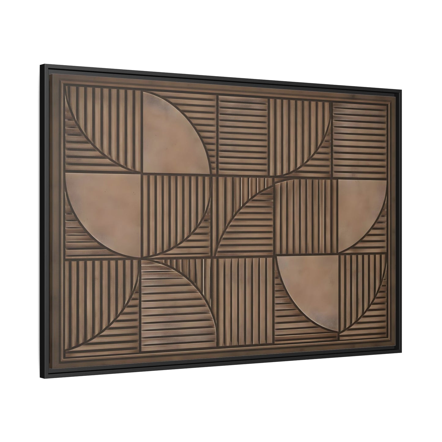 Framed Geometric Wall Art — Mid - Century Brown Canvas Print - YesArtYes