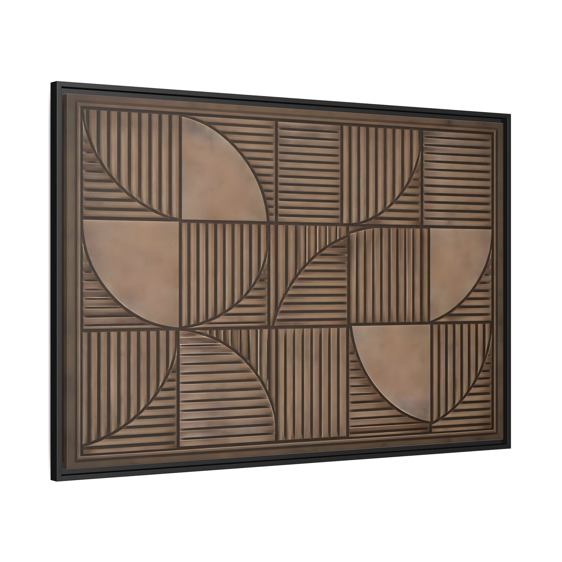 Framed Geometric Wall Art — Mid - Century Brown Canvas Print - YesArtYes