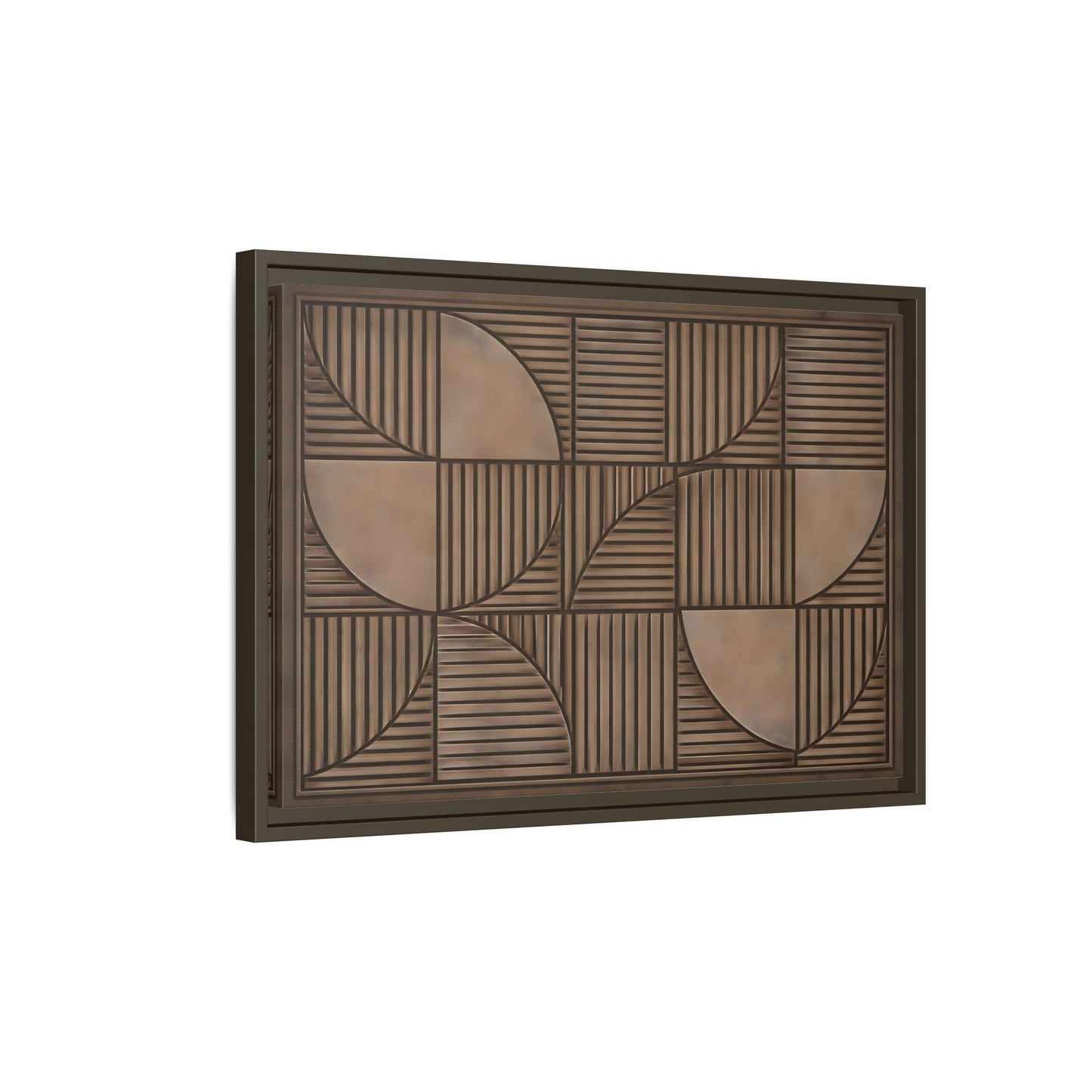 Framed Geometric Wall Art — Mid - Century Brown Canvas Print - YesArtYes