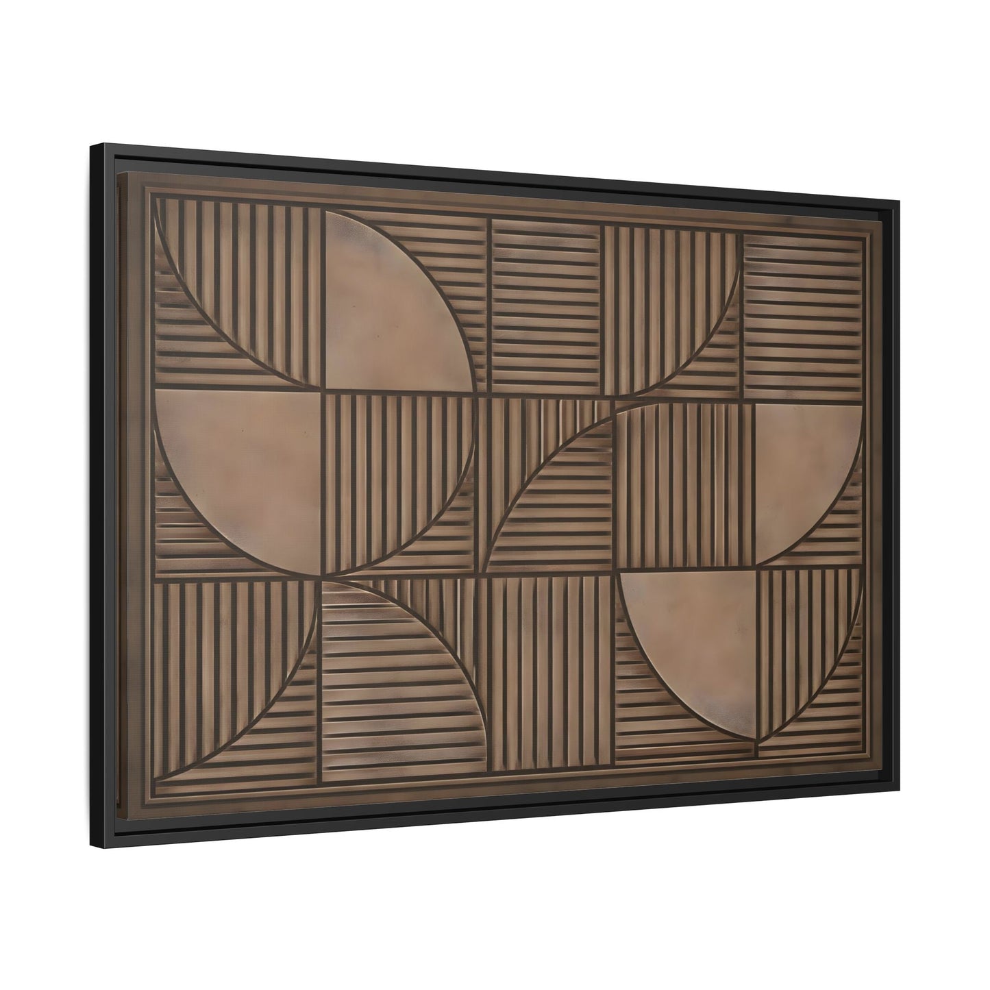 Framed Geometric Wall Art — Mid - Century Brown Canvas Print - YesArtYes