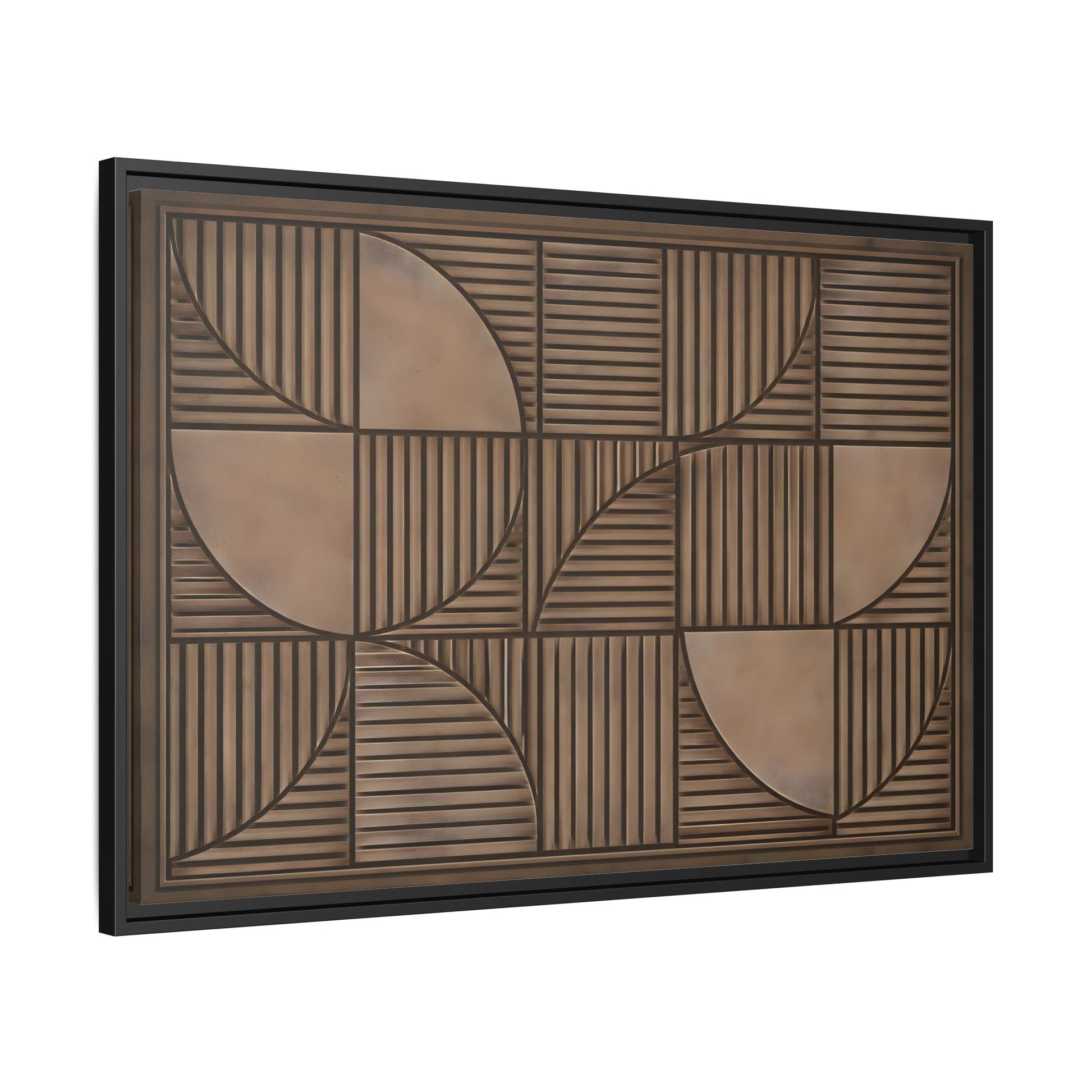 Framed Geometric Wall Art — Mid - Century Brown Canvas Print - YesArtYes