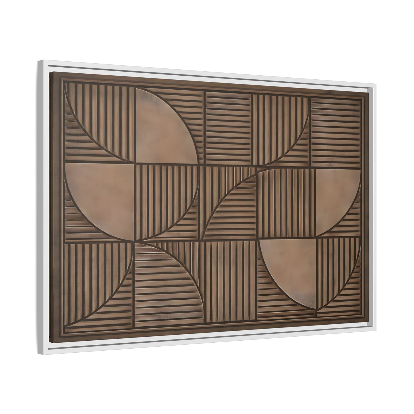 Framed Geometric Wall Art — Mid - Century Brown Canvas Print - YesArtYes
