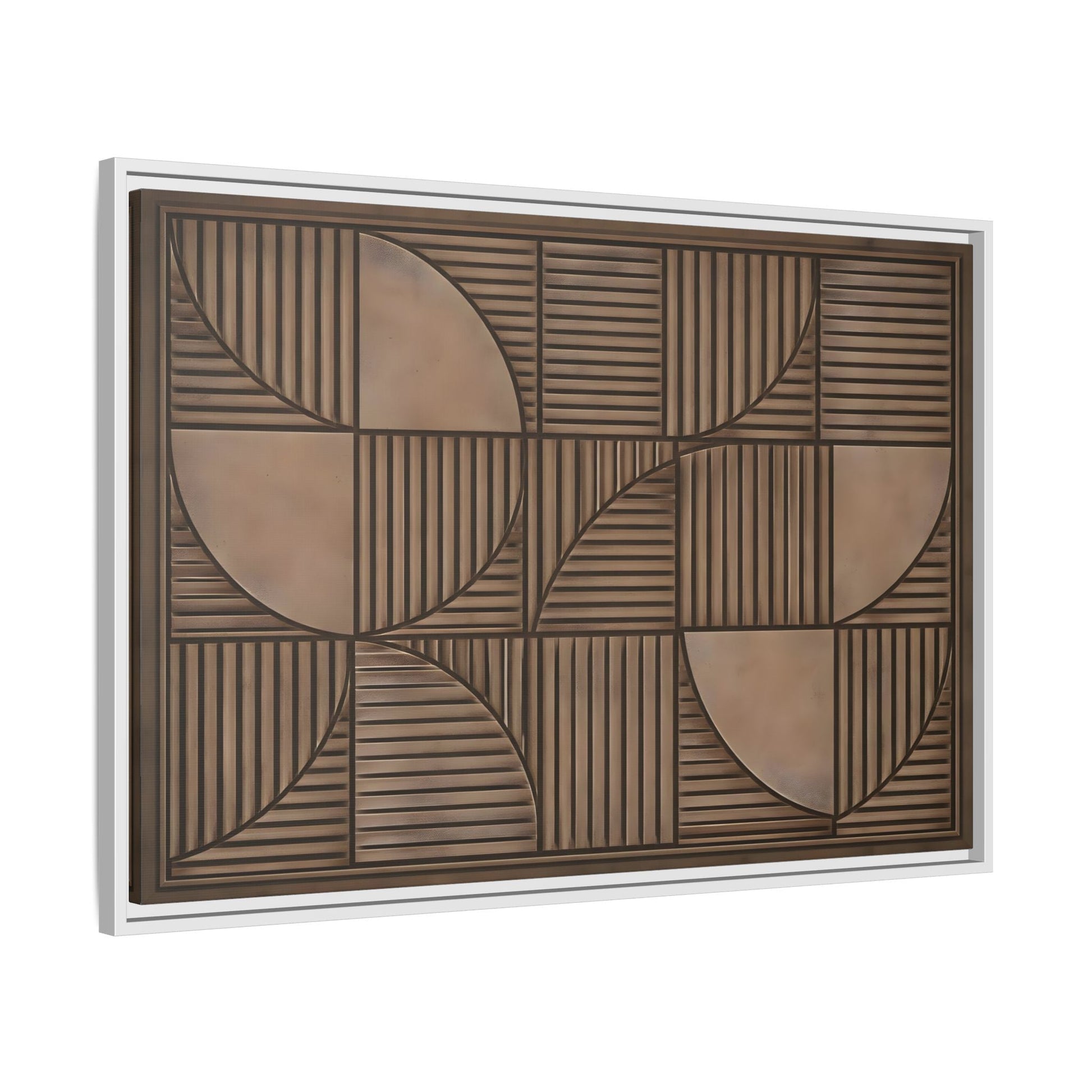 Framed Geometric Wall Art — Mid - Century Brown Canvas Print - YesArtYes