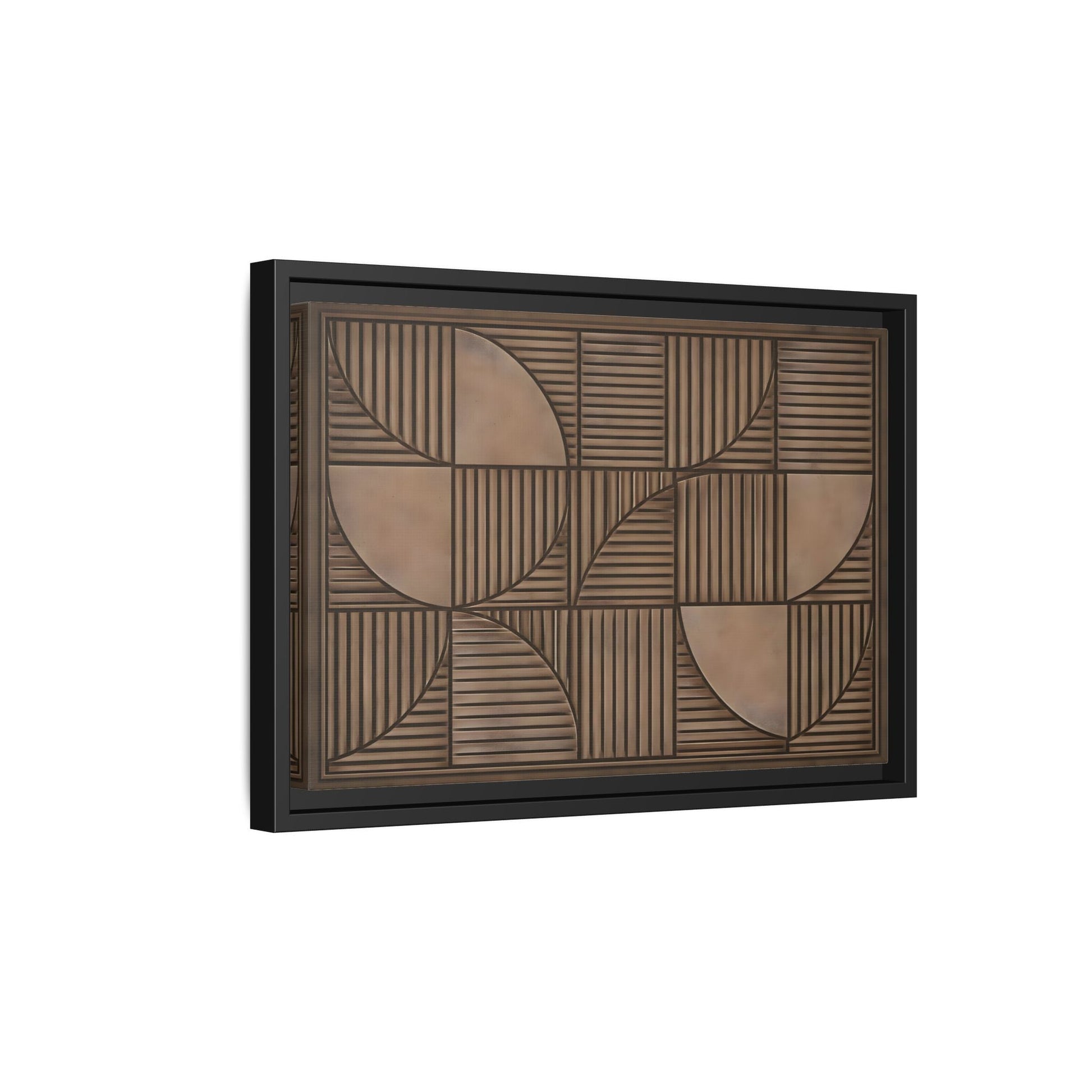 Framed Geometric Wall Art — Mid - Century Brown Canvas Print - YesArtYes