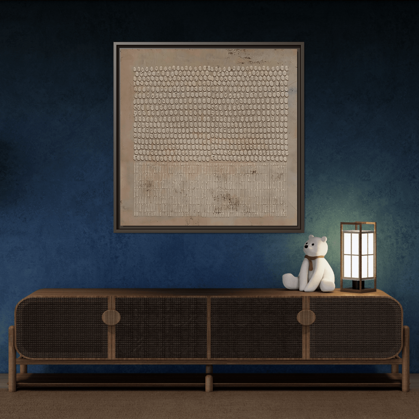 Framed Japanese Wabi - Sabi Minimalist Brown Canvas Wall Art Print - YesArtYes
