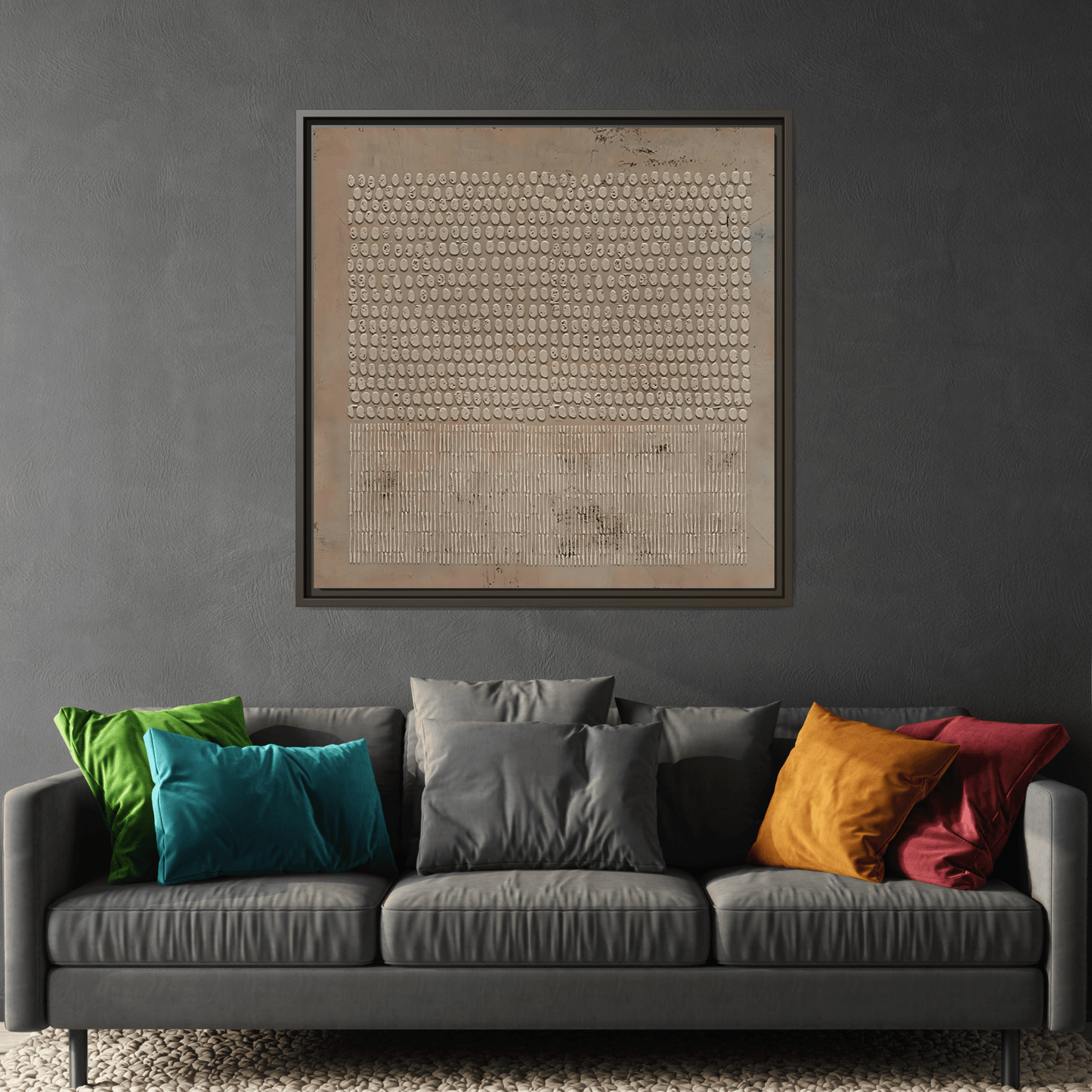 Framed Japanese Wabi - Sabi Minimalist Brown Canvas Wall Art Print - YesArtYes