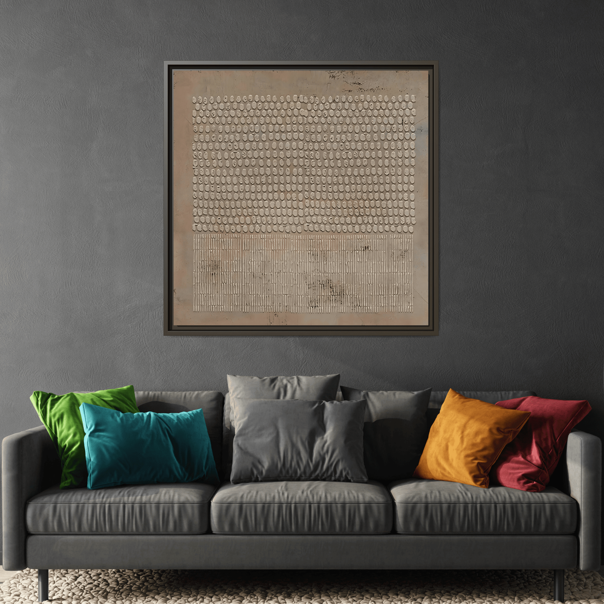 Framed Japanese Wabi - Sabi Minimalist Brown Canvas Wall Art Print - YesArtYes