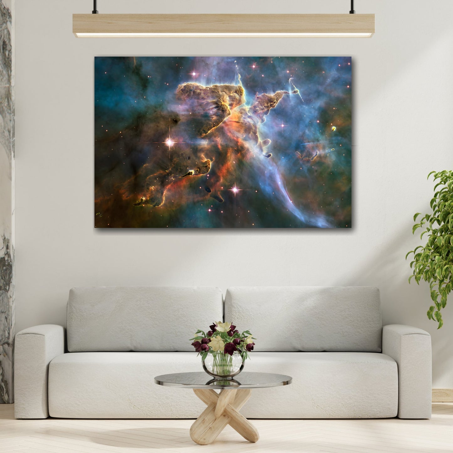 Framed NASA Hubble Spectacular Landscape Canvas Print - Deep Space Carina Nebula Wall Art for Living Room