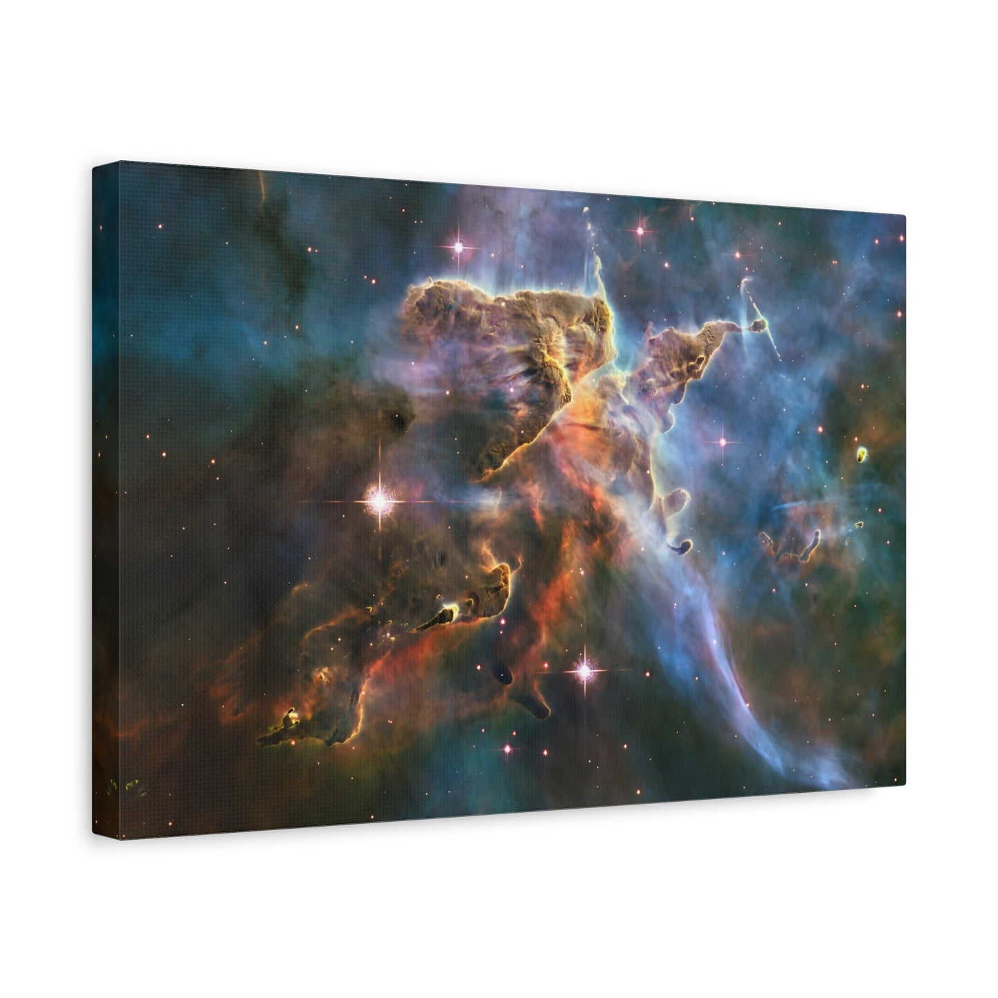 Framed NASA Hubble Spectacular Landscape Canvas Print - Deep Space Carina Nebula Wall Art for Living Room