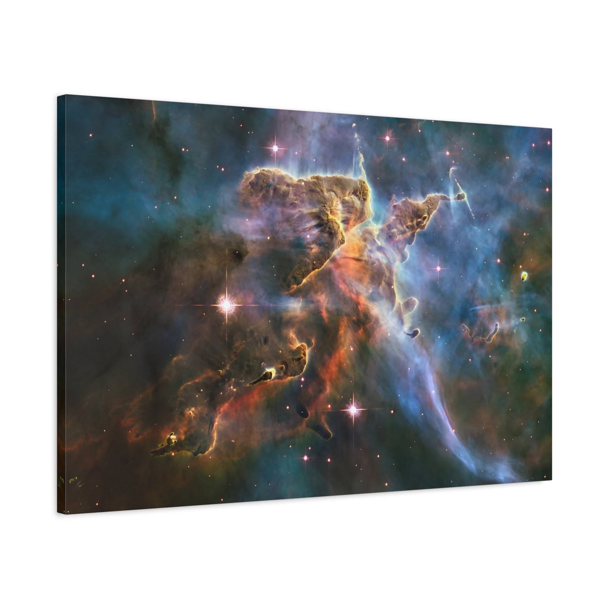 Framed NASA Hubble Spectacular Landscape Canvas Print - Deep Space Carina Nebula Wall Art for Living Room