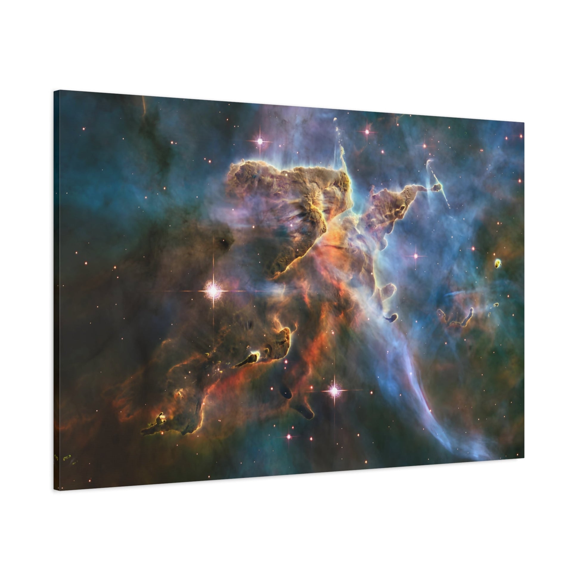 Framed NASA Hubble Spectacular Landscape Canvas Print - Deep Space Carina Nebula Wall Art for Living Room