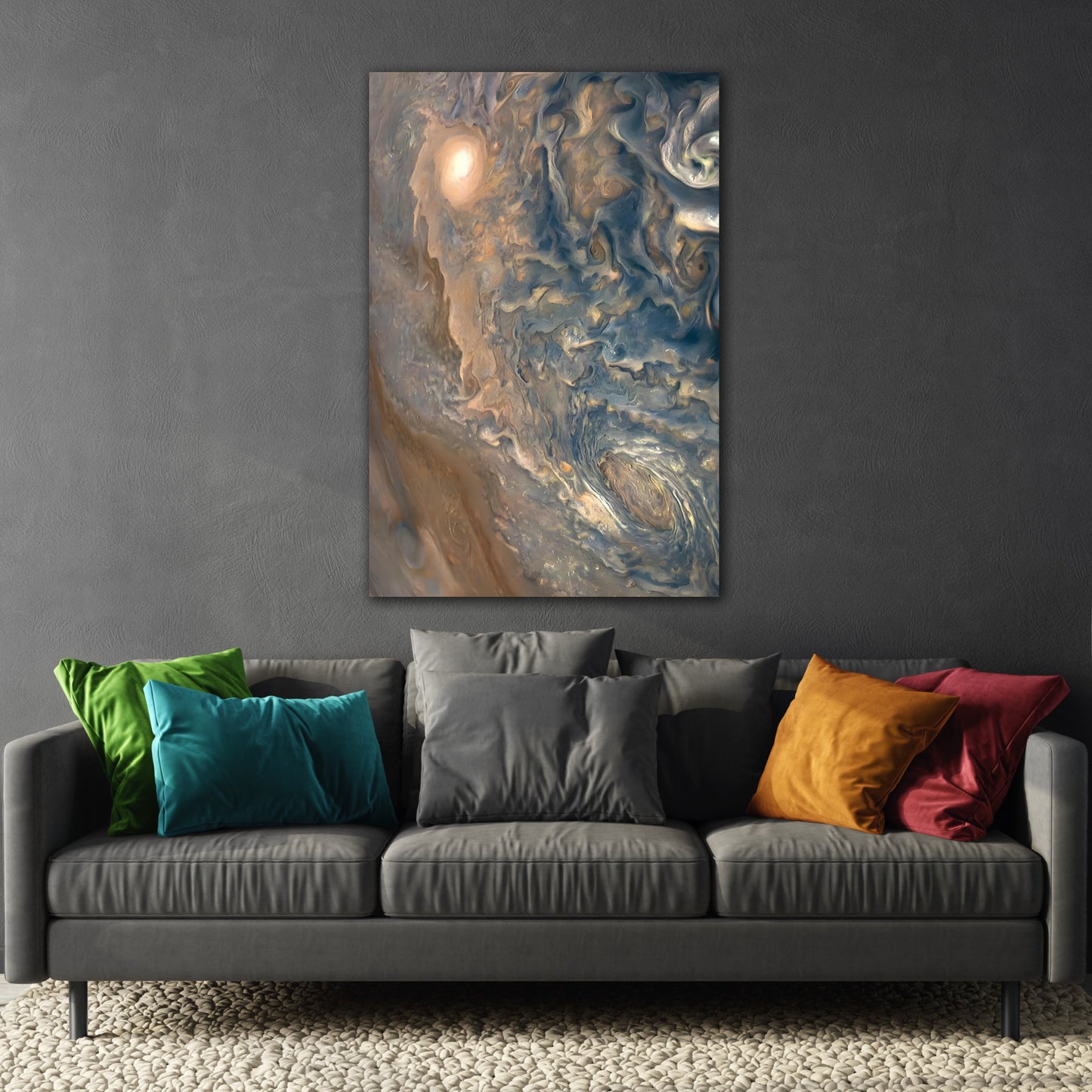 Framed Natural Abstract Canvas Wall Art Print - Nasa Astronomy Space Colorful Jupiter Cloud Storm