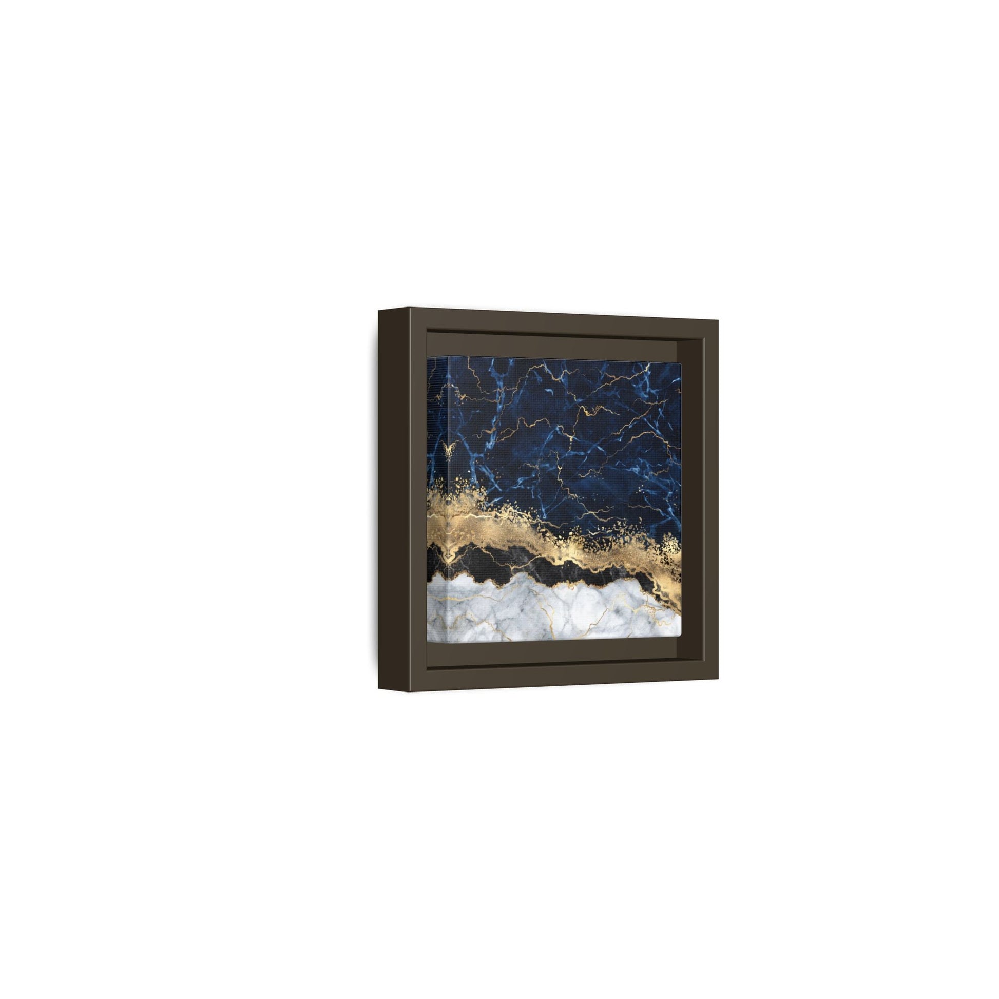 Framed Navy Blue Gold Marble Canvas Wall Art - Luxury Abstract Decor Print - YesArtYes