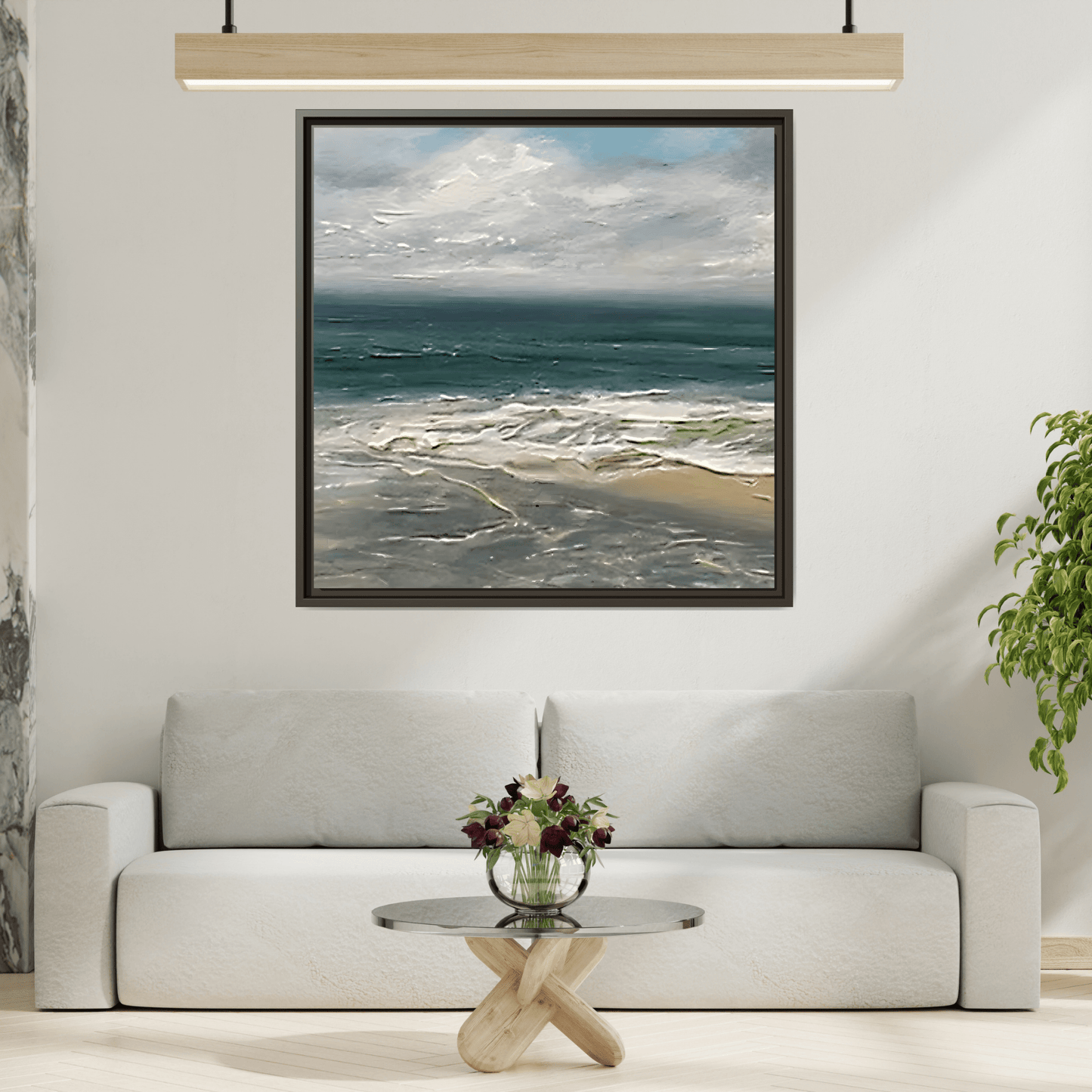Framed Ocean Coastal Canvas Print - Beach Landscape Home Decor - YesArtYes