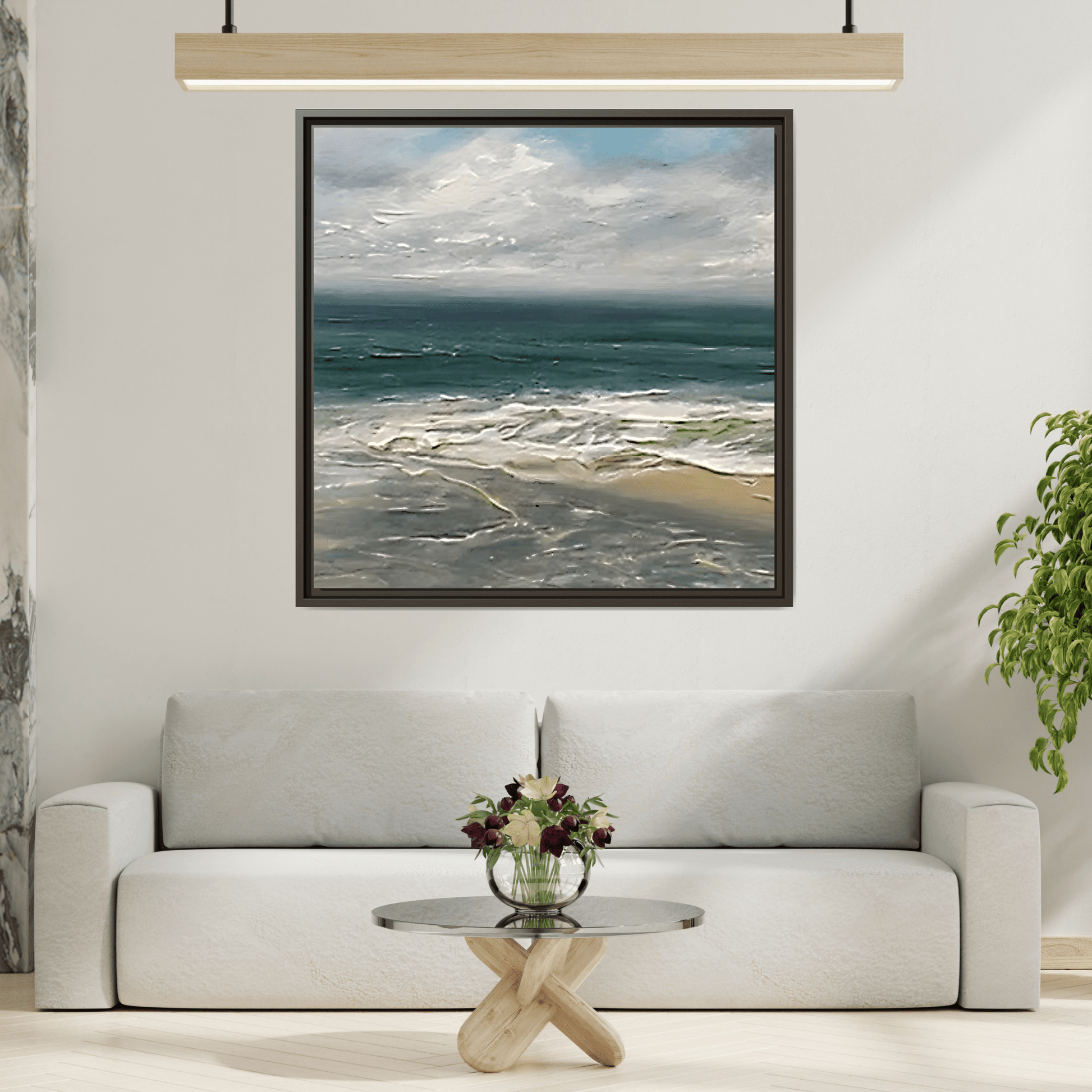 Framed Ocean Coastal Canvas Print - Beach Landscape Home Decor - YesArtYes