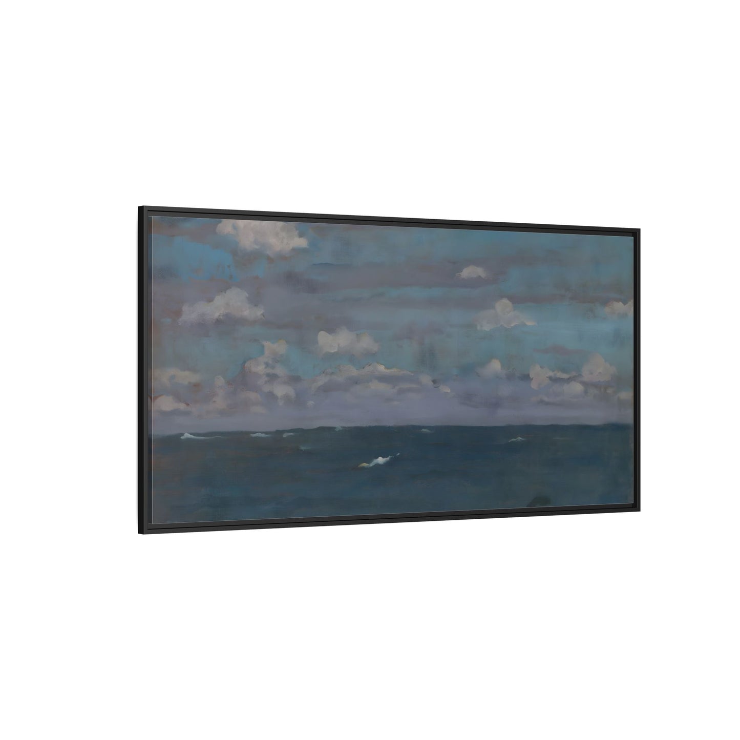 Framed Ocean Landscape Canvas Print - Blue Extra Large Wall Art Decoration - YesArtYes