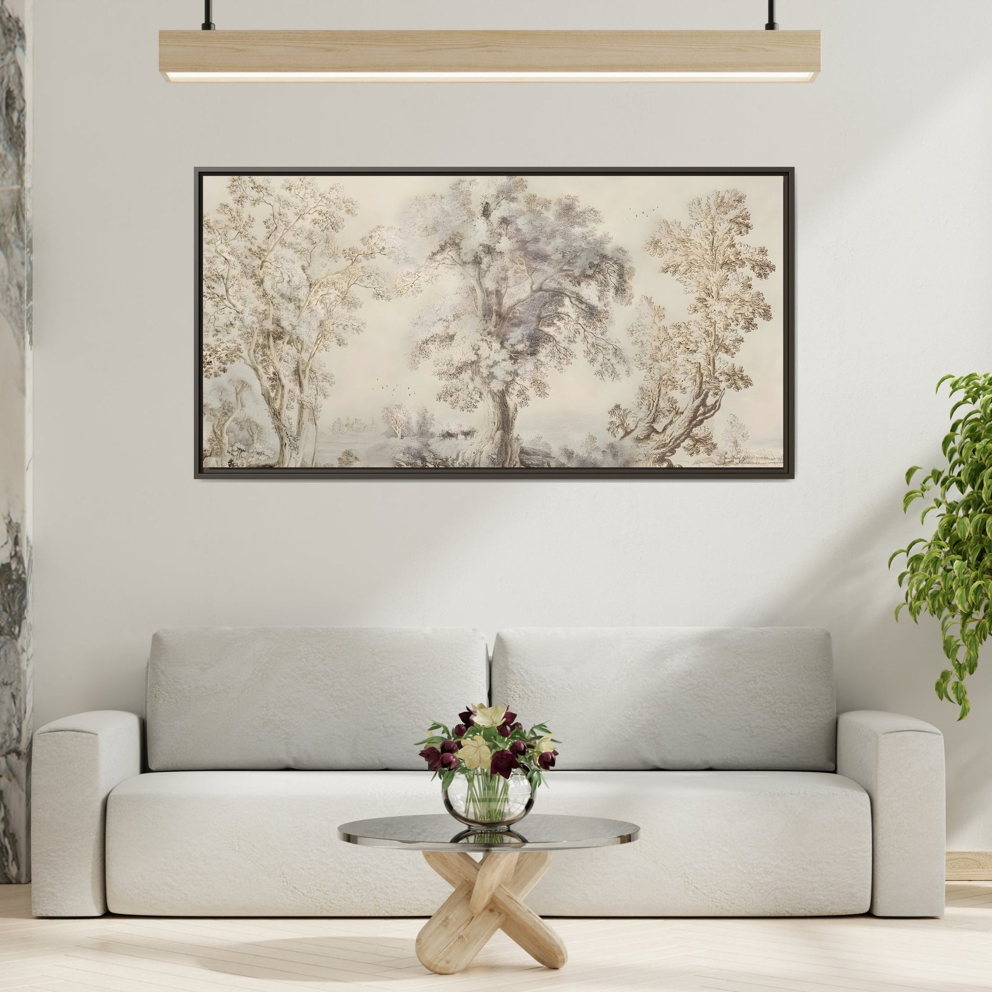 Framed Panoramic Landscape Canvas Print - Rustic Forest Wall Art - YesArtYes