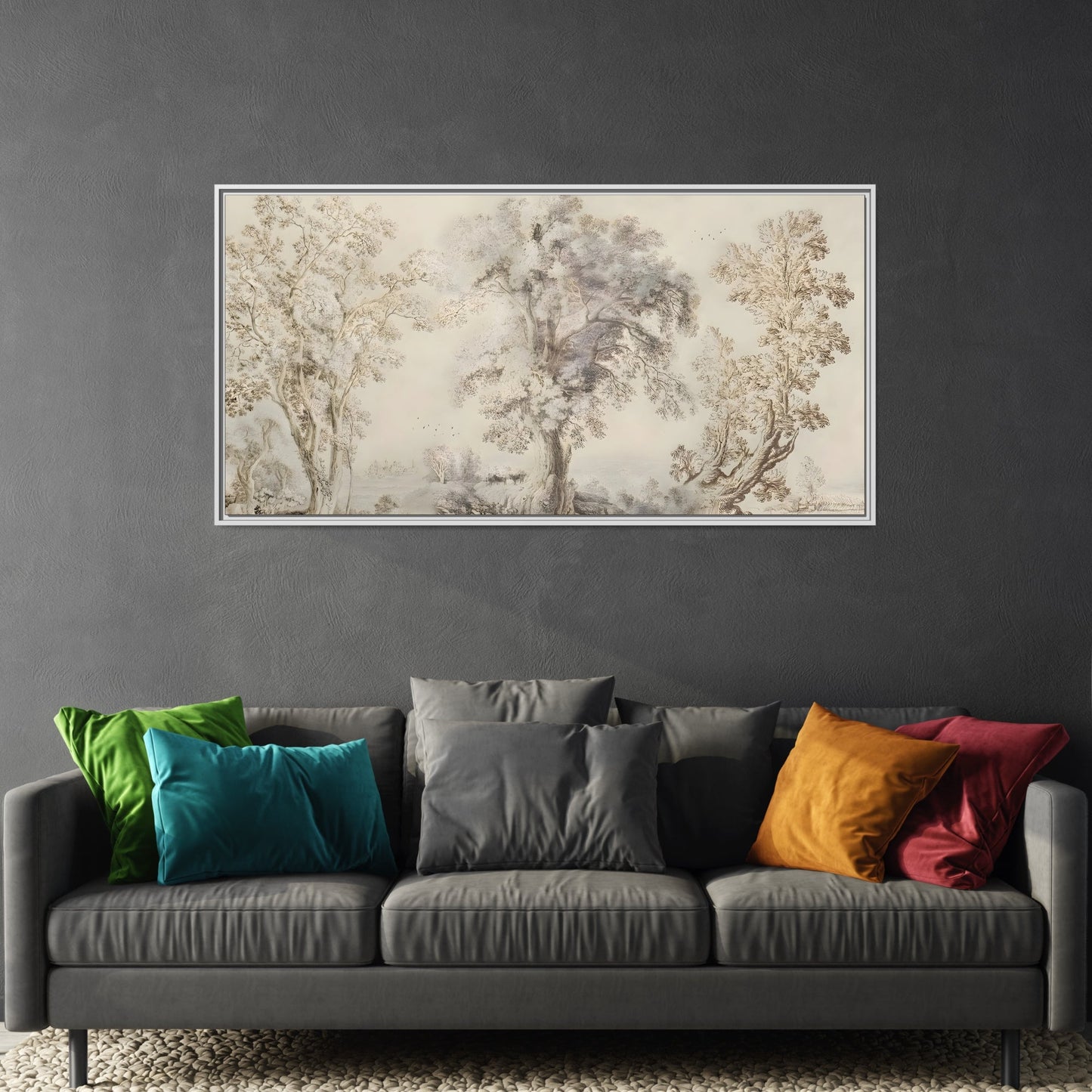 Framed Panoramic Landscape Canvas Print - Rustic Forest Wall Art - YesArtYes