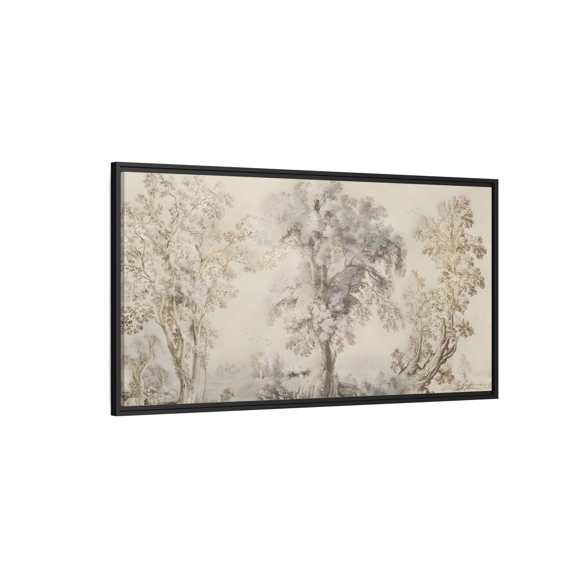 Framed Panoramic Landscape Canvas Print - Rustic Forest Wall Art - YesArtYes