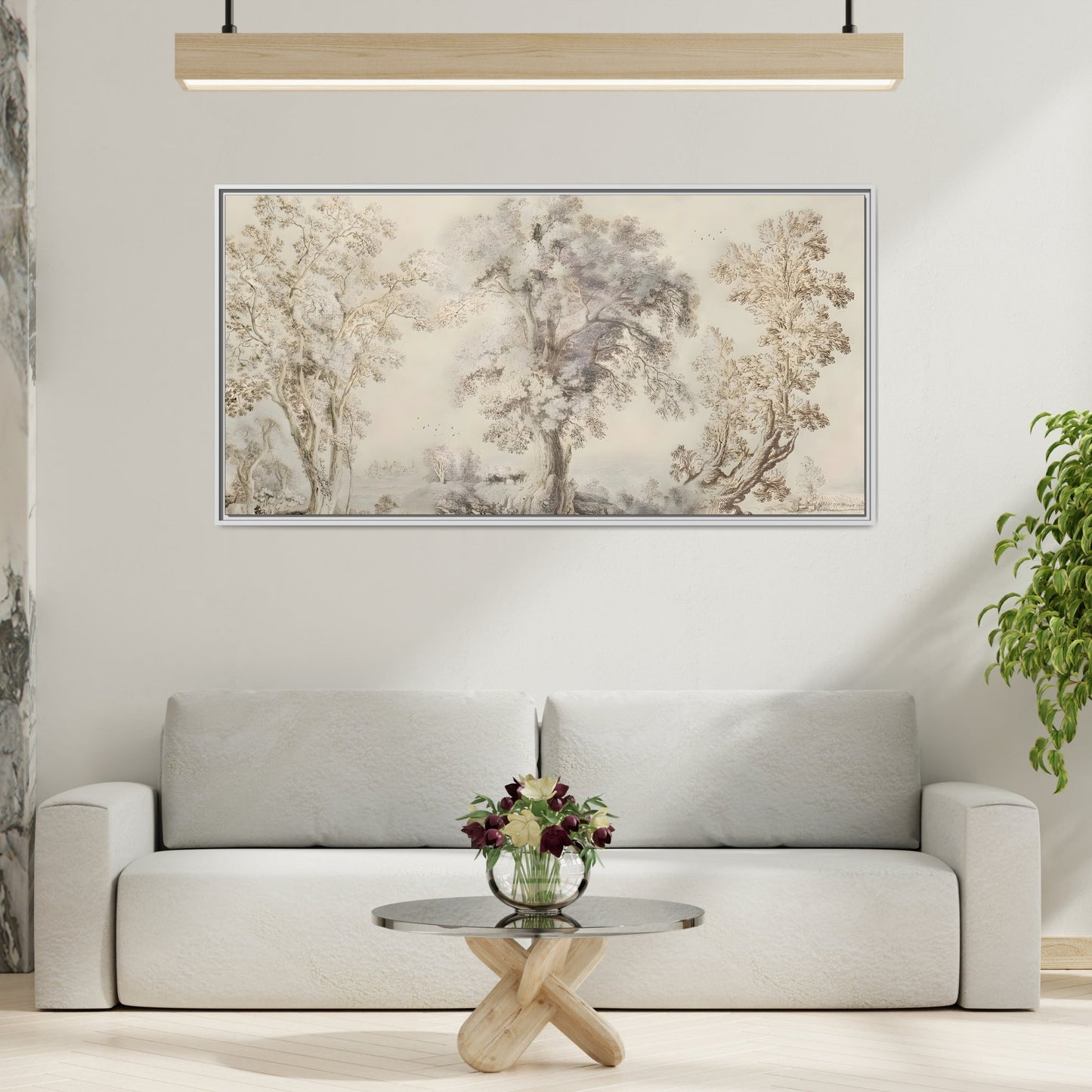 Framed Panoramic Landscape Canvas Print - Rustic Forest Wall Art - YesArtYes