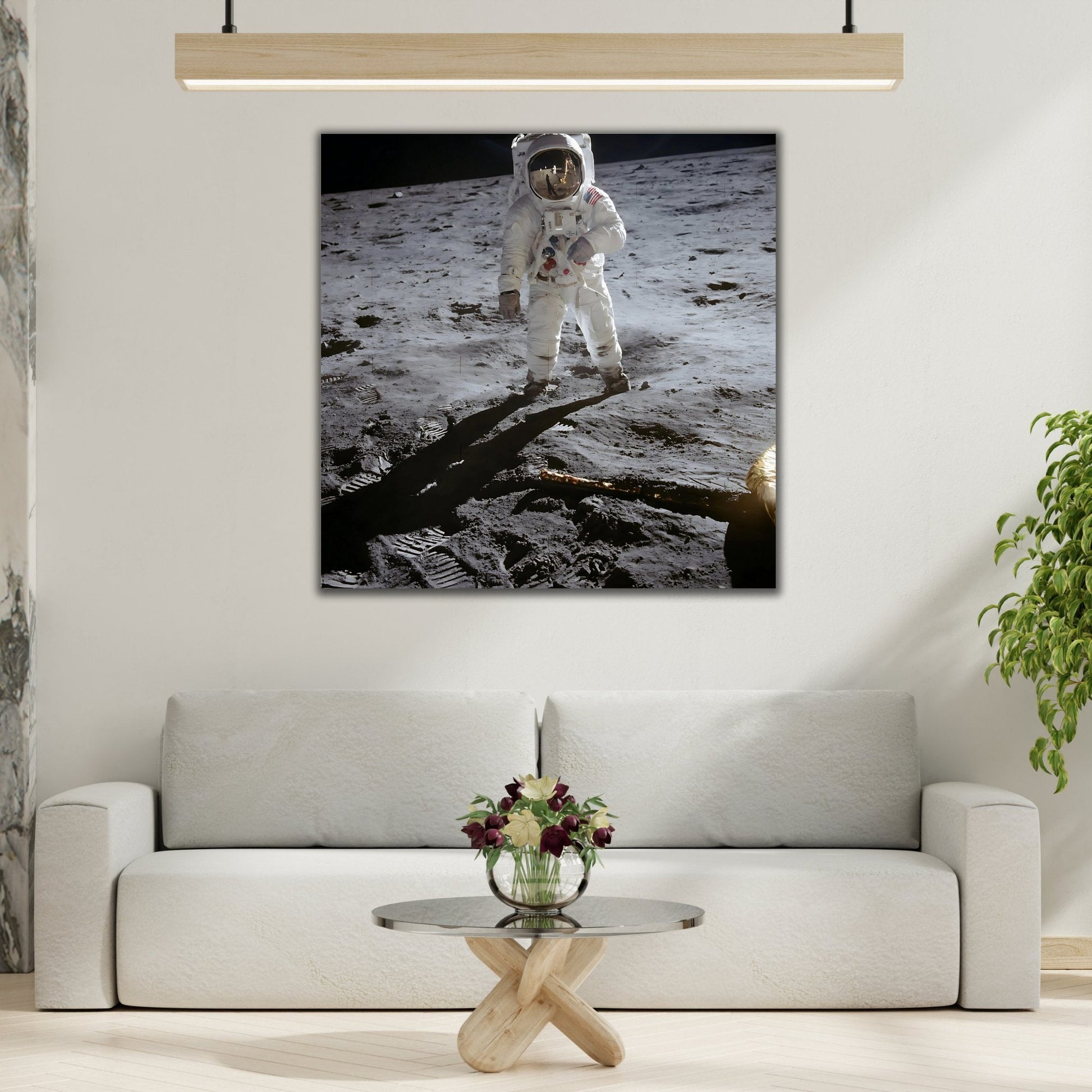 Framed Square Astronauts NASA Canvas Prints - Astronaut Edwin Aldrin Walks on Lunar Surface Apollo 11 Wall Art Decor Print