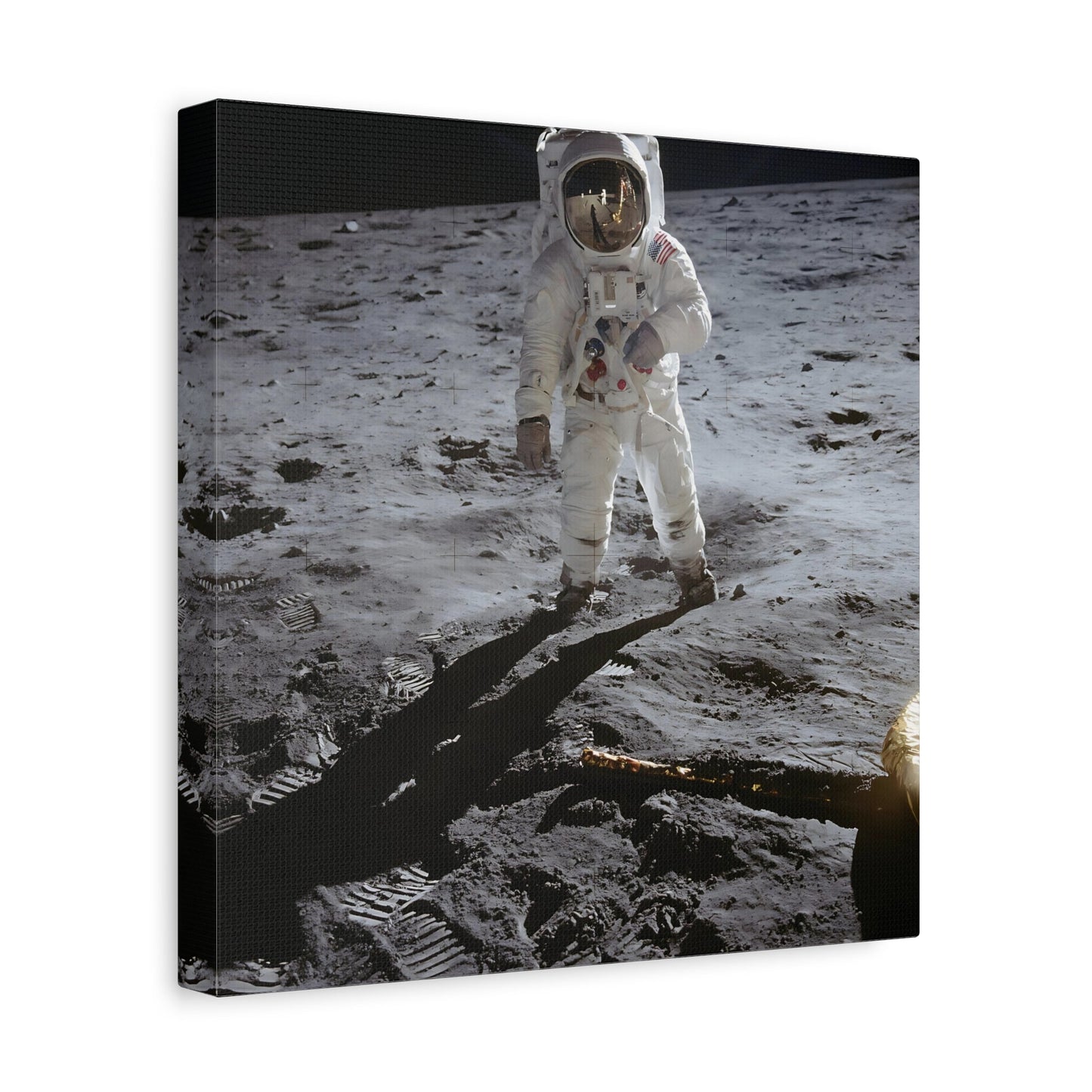 Framed Square Astronauts NASA Canvas Prints - Astronaut Edwin Aldrin Walks on Lunar Surface Apollo 11 Wall Art Decor Print