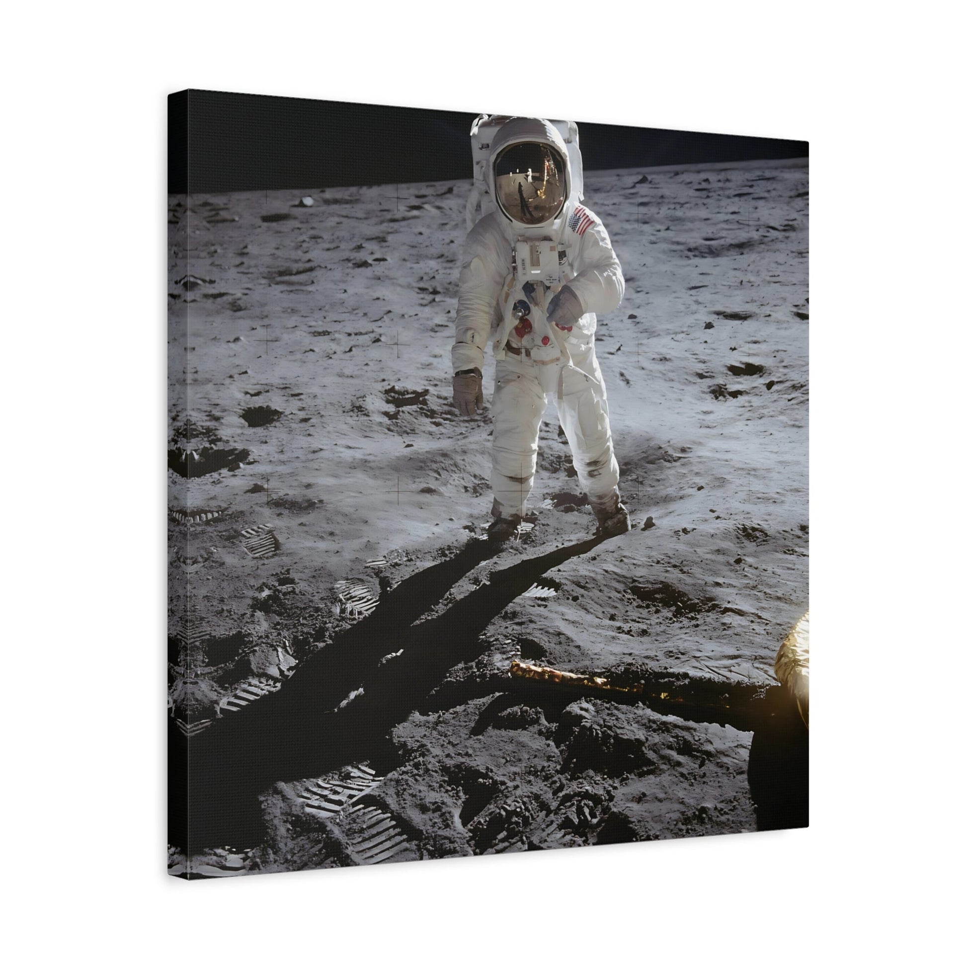 Framed Square Astronauts NASA Canvas Prints - Astronaut Edwin Aldrin Walks on Lunar Surface Apollo 11 Wall Art Decor Print