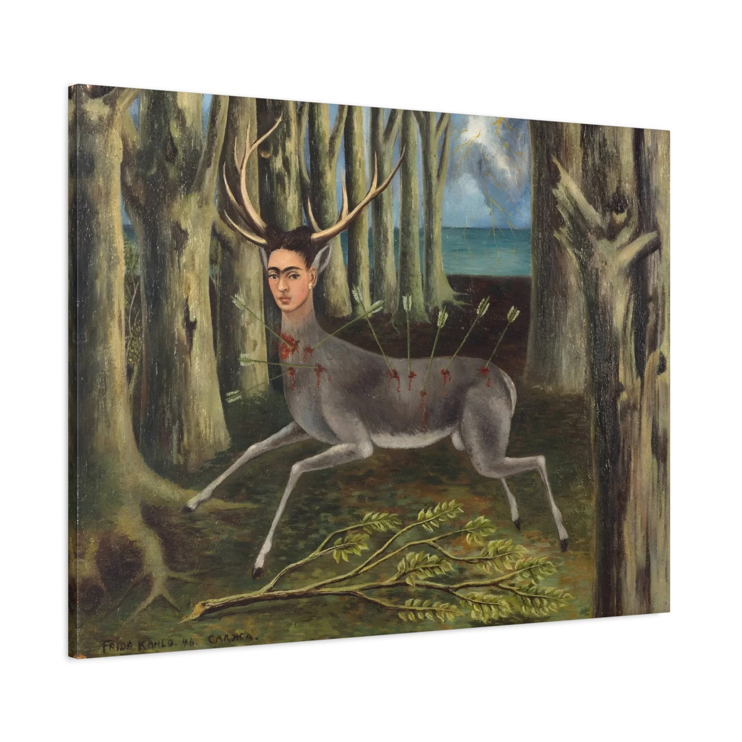 Canvas Wall Art Print - Frida Kahlo Wounded Deer Painting